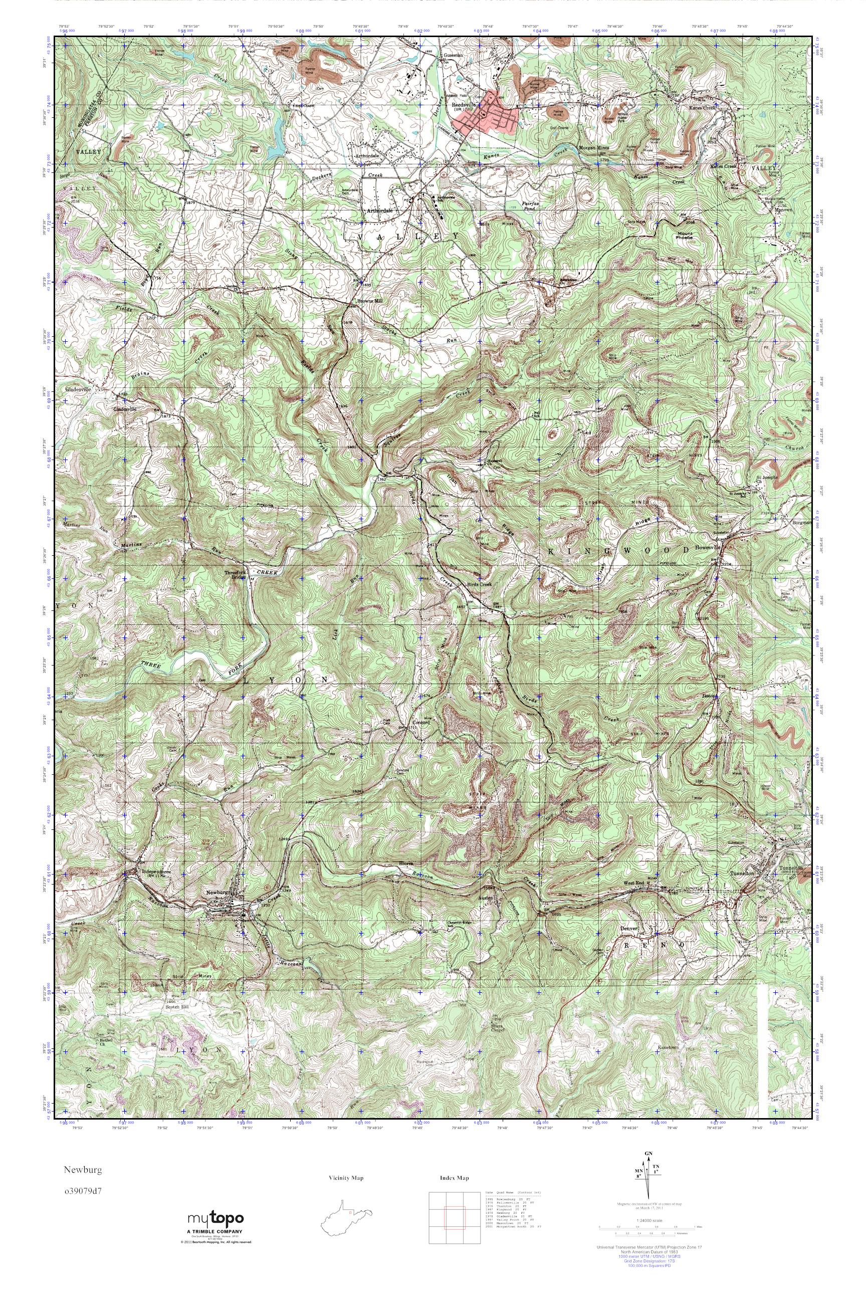 MyTopo Newburg, West Virginia USGS Quad Topo Map