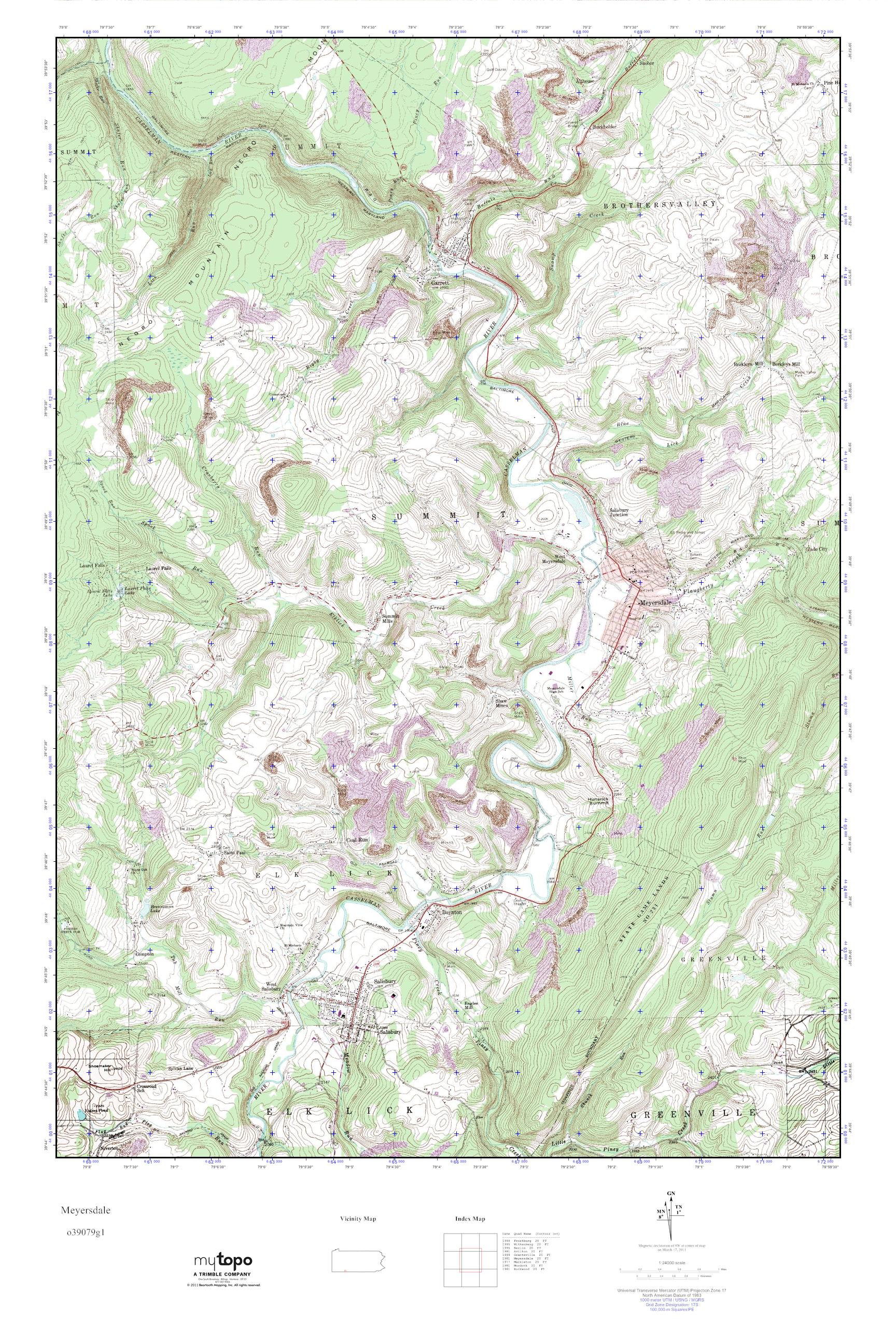 MyTopo Meyersdale, Pennsylvania USGS Quad Topo Map