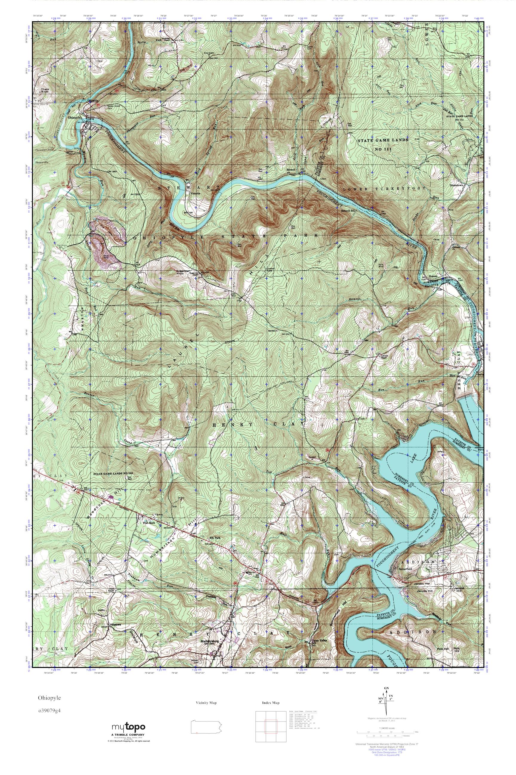 MyTopo Ohiopyle, Pennsylvania USGS Quad Topo Map