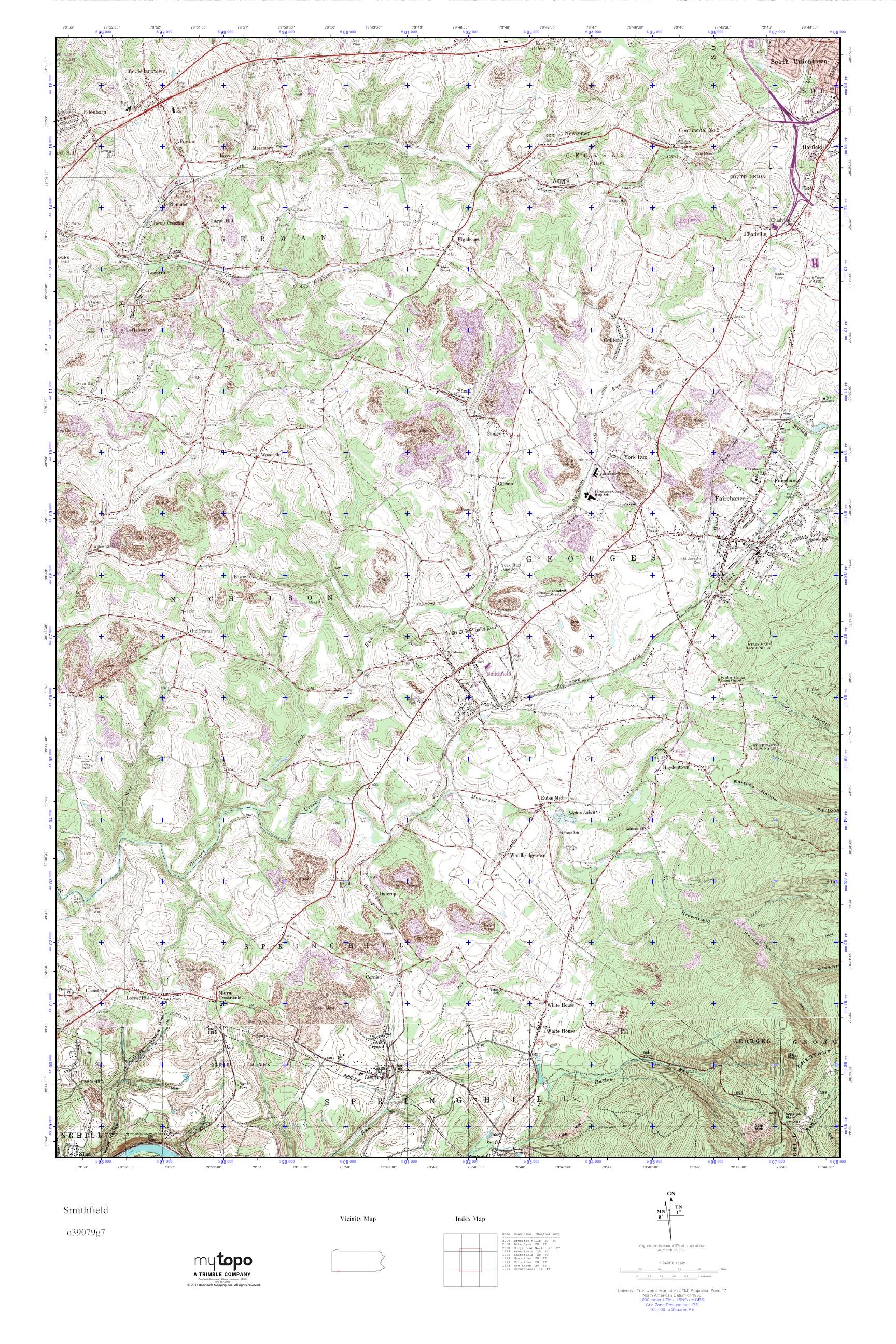 MyTopo Smithfield, Pennsylvania USGS Quad Topo Map