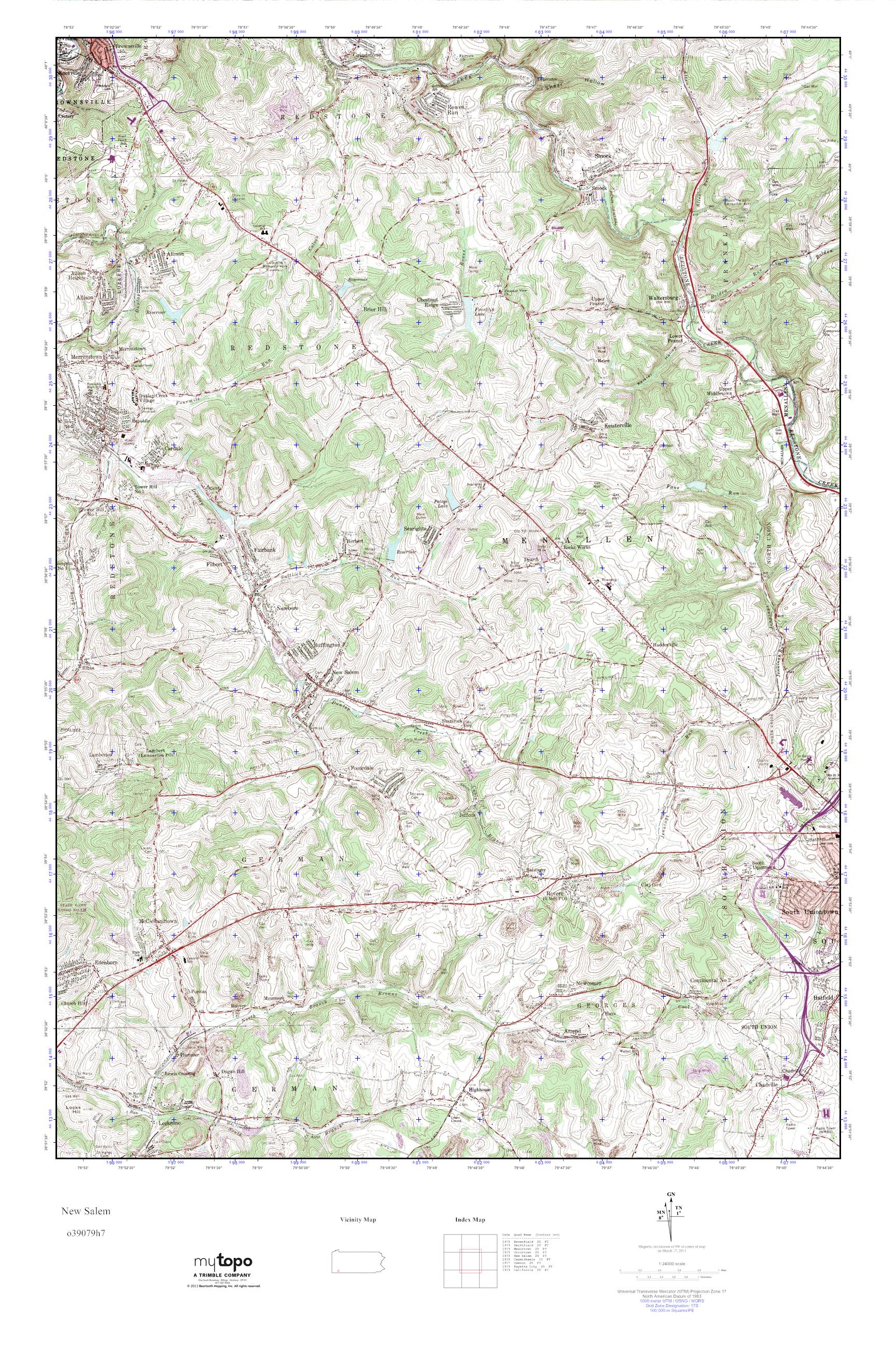 MyTopo New Salem, Pennsylvania USGS Quad Topo Map