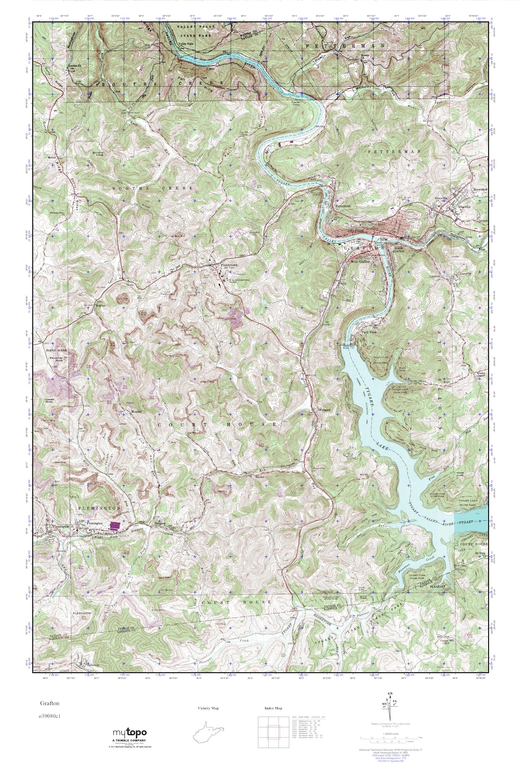 MyTopo Grafton, West Virginia USGS Quad Topo Map