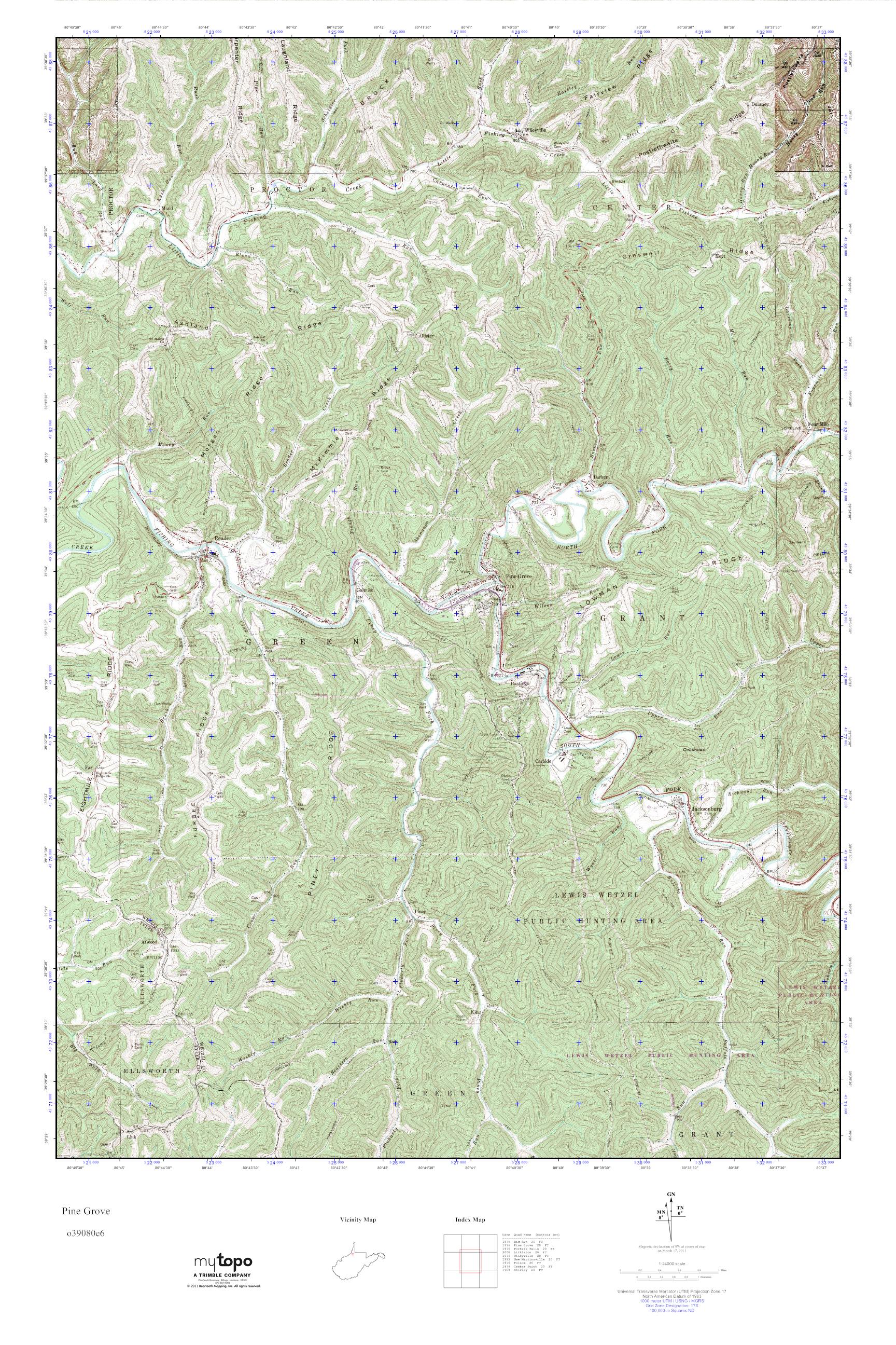 MyTopo Pine Grove, West Virginia USGS Quad Topo Map