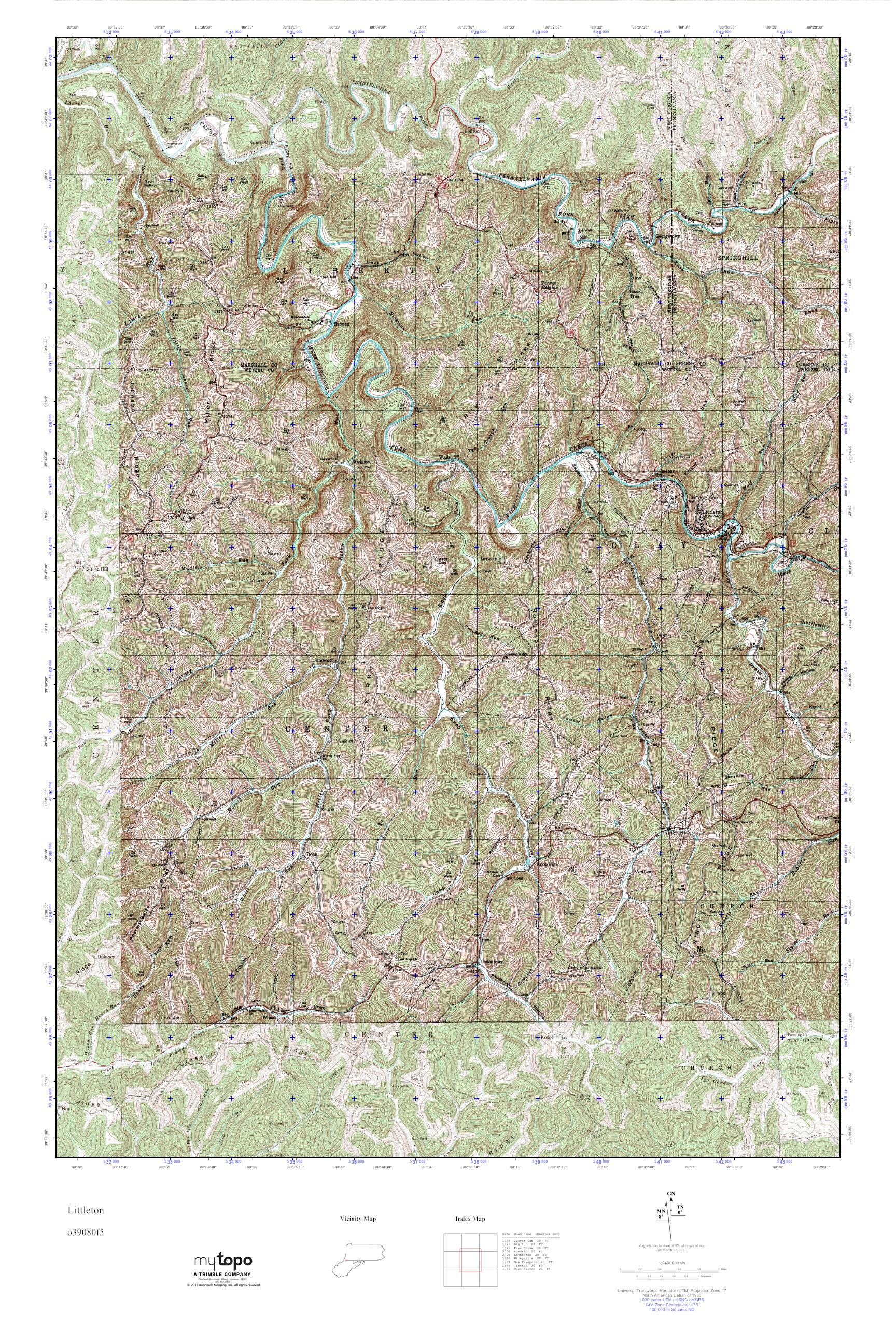 MyTopo Littleton, West Virginia USGS Quad Topo Map