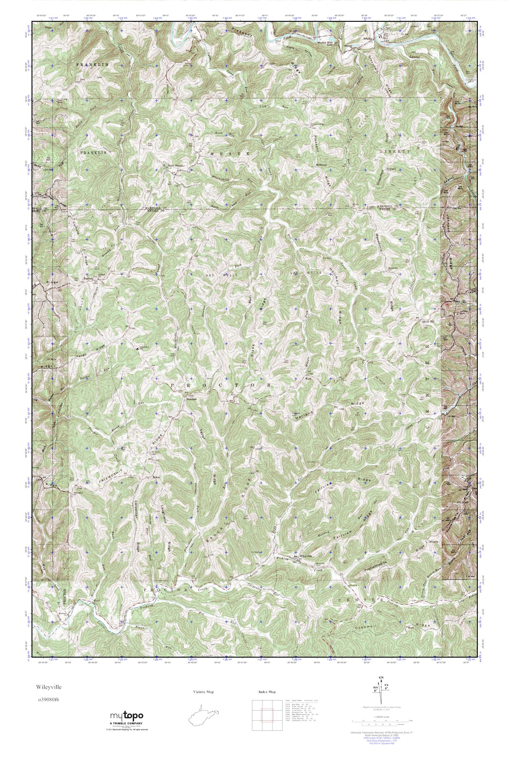 MyTopo Wileyville, West Virginia USGS Quad Topo Map