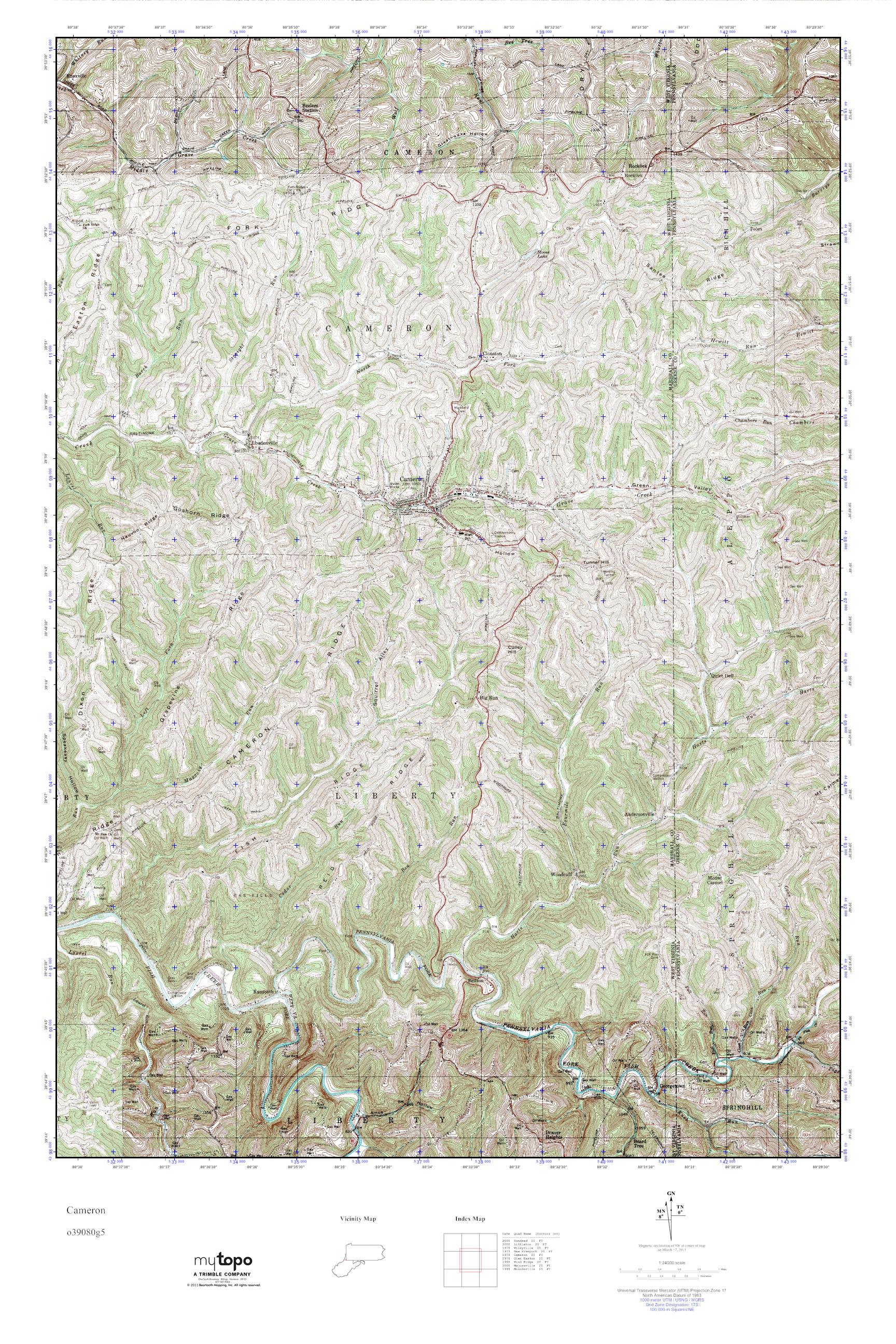 MyTopo Cameron, West Virginia USGS Quad Topo Map