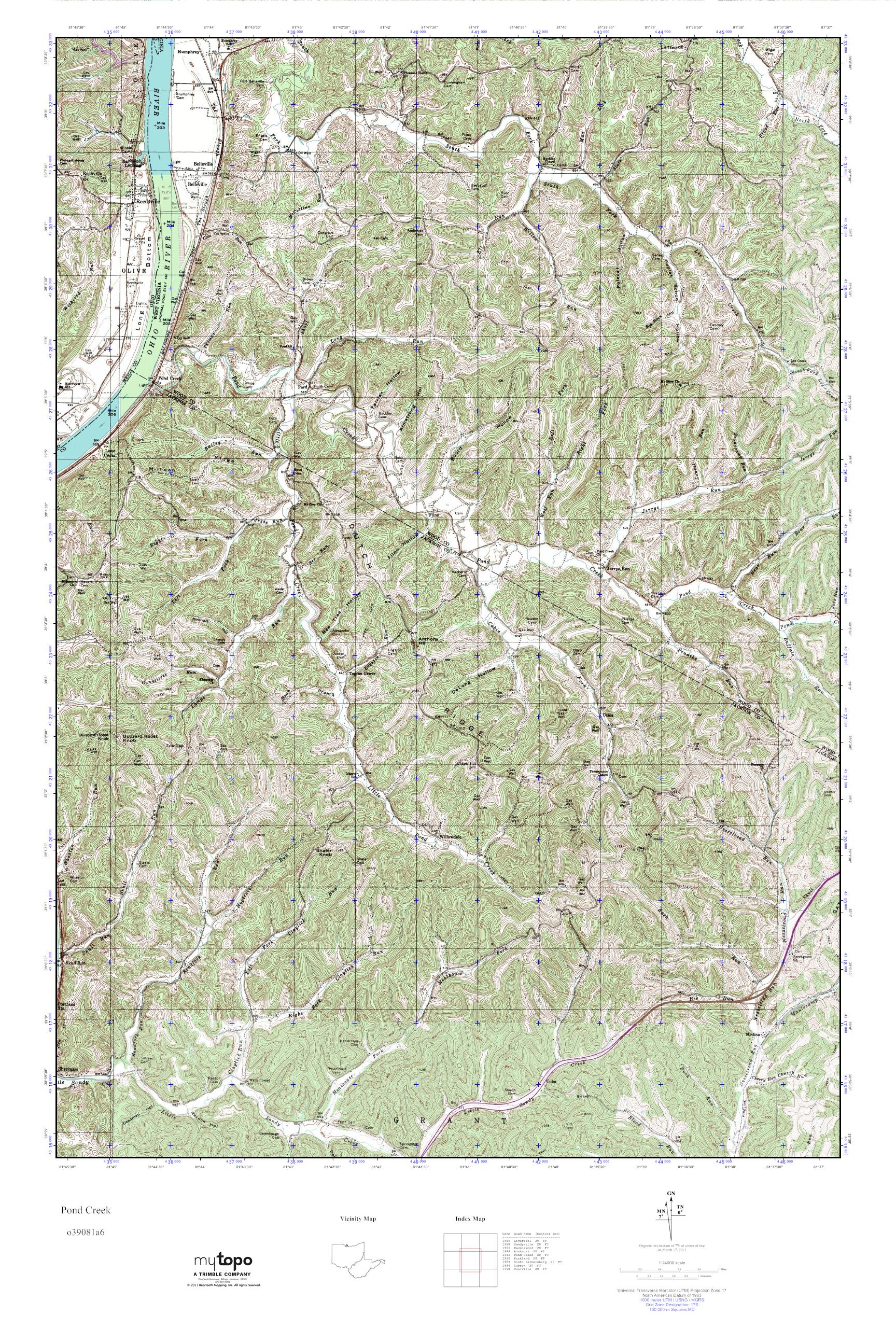 MyTopo Pond Creek, West Virginia USGS Quad Topo Map