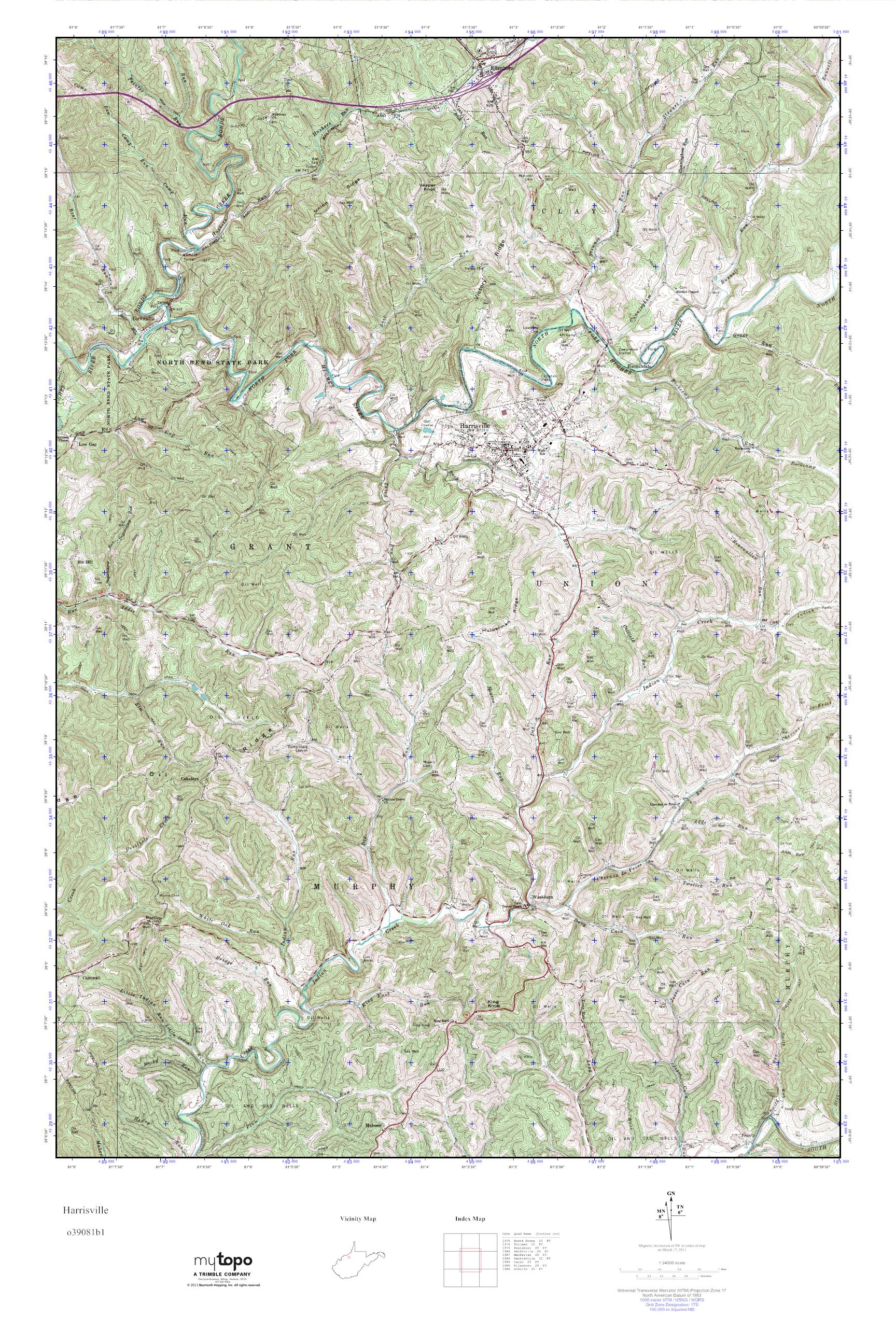 MyTopo Harrisville, West Virginia USGS Quad Topo Map