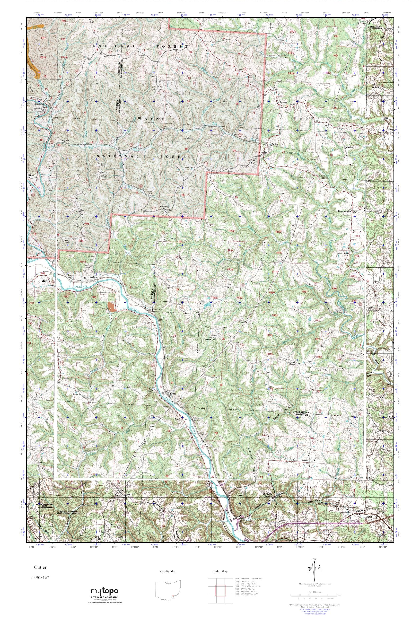 MyTopo Cutler, Ohio USGS Quad Topo Map