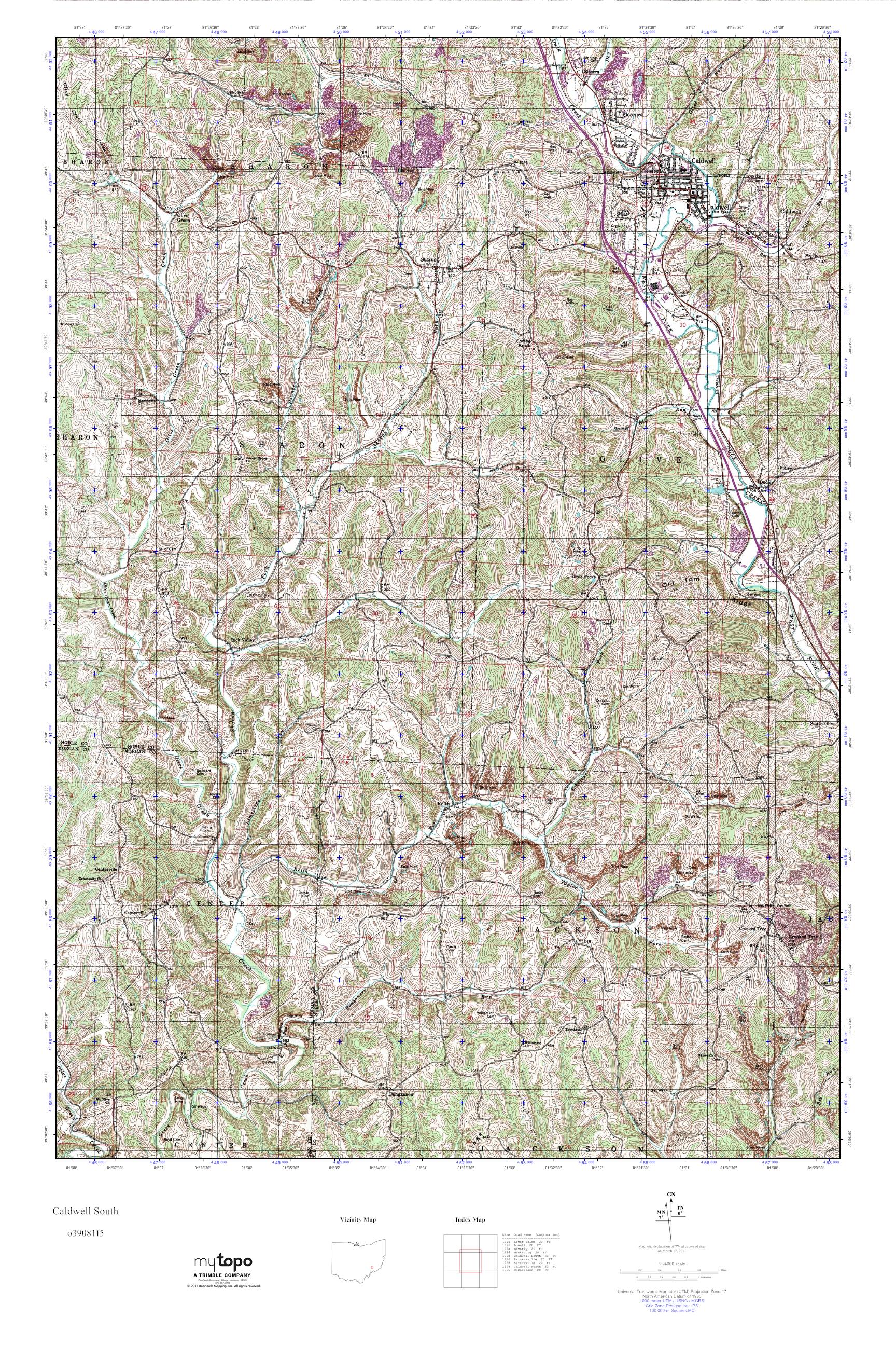 MyTopo Caldwell South, Ohio USGS Quad Topo Map