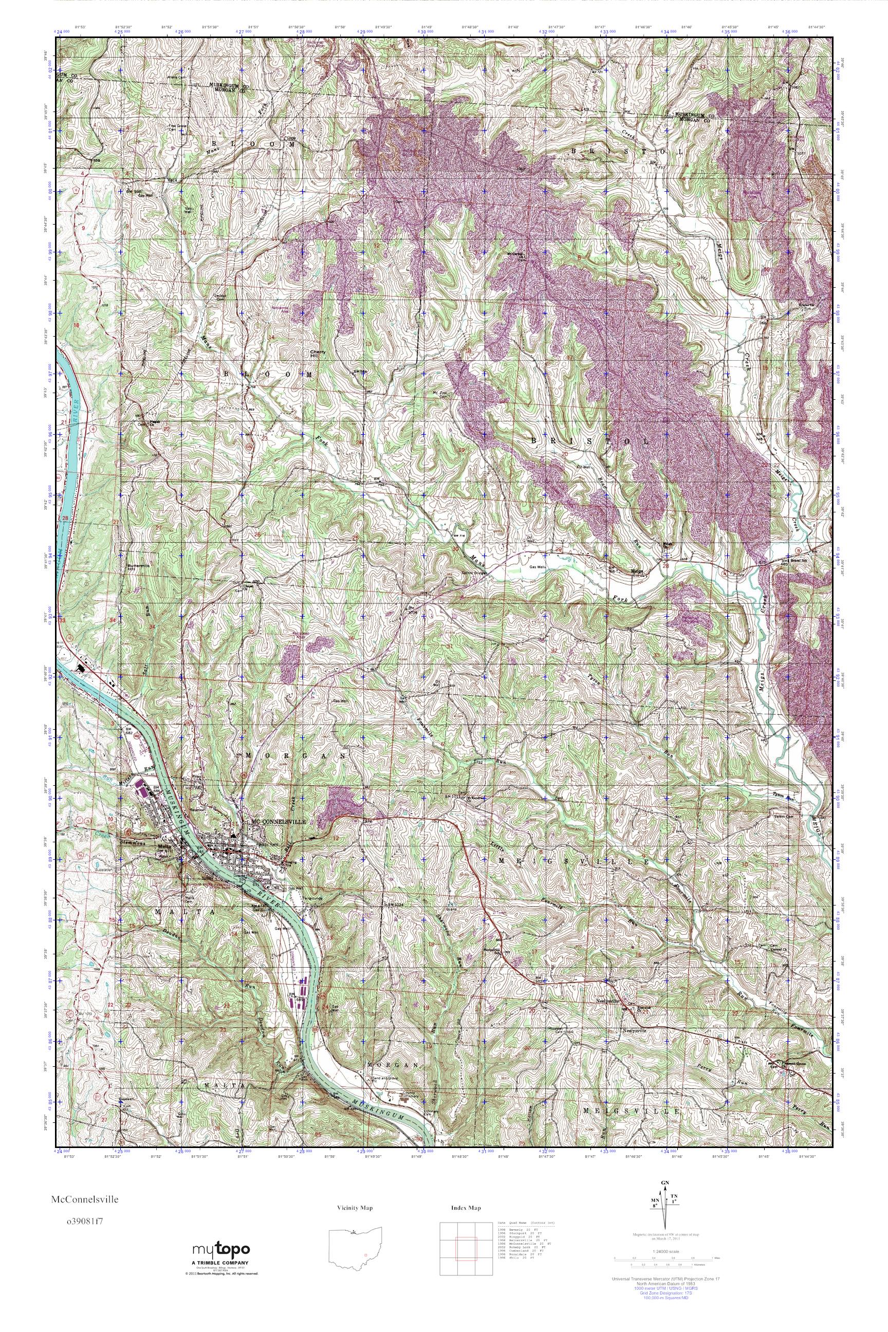 MyTopo McConnelsville, Ohio USGS Quad Topo Map