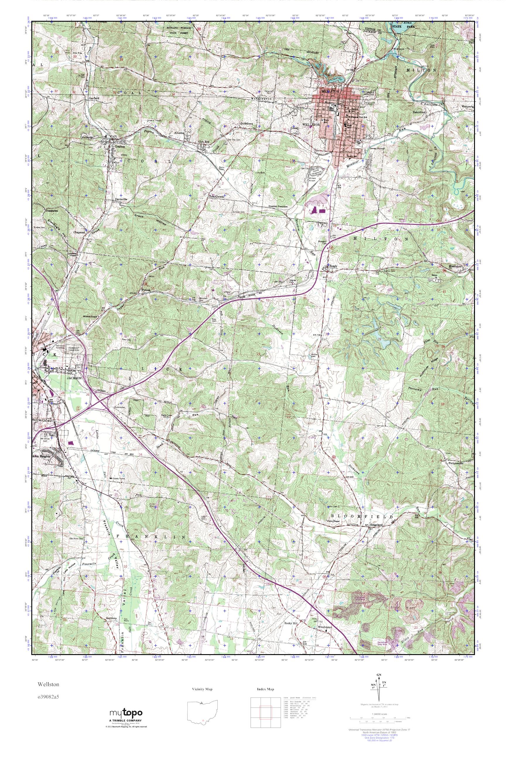 MyTopo Wellston, Ohio USGS Quad Topo Map