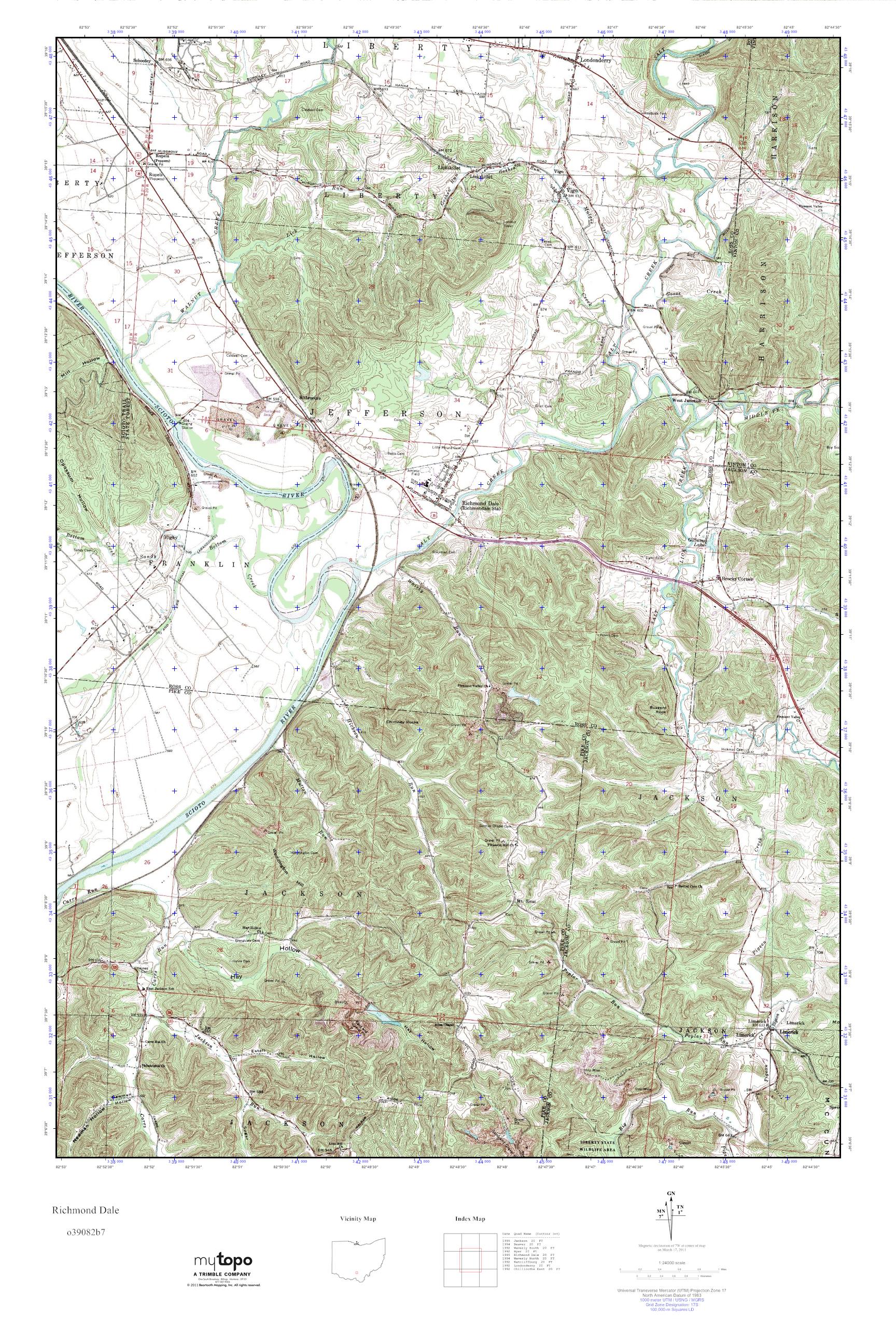 MyTopo Richmond Dale, Ohio USGS Quad Topo Map