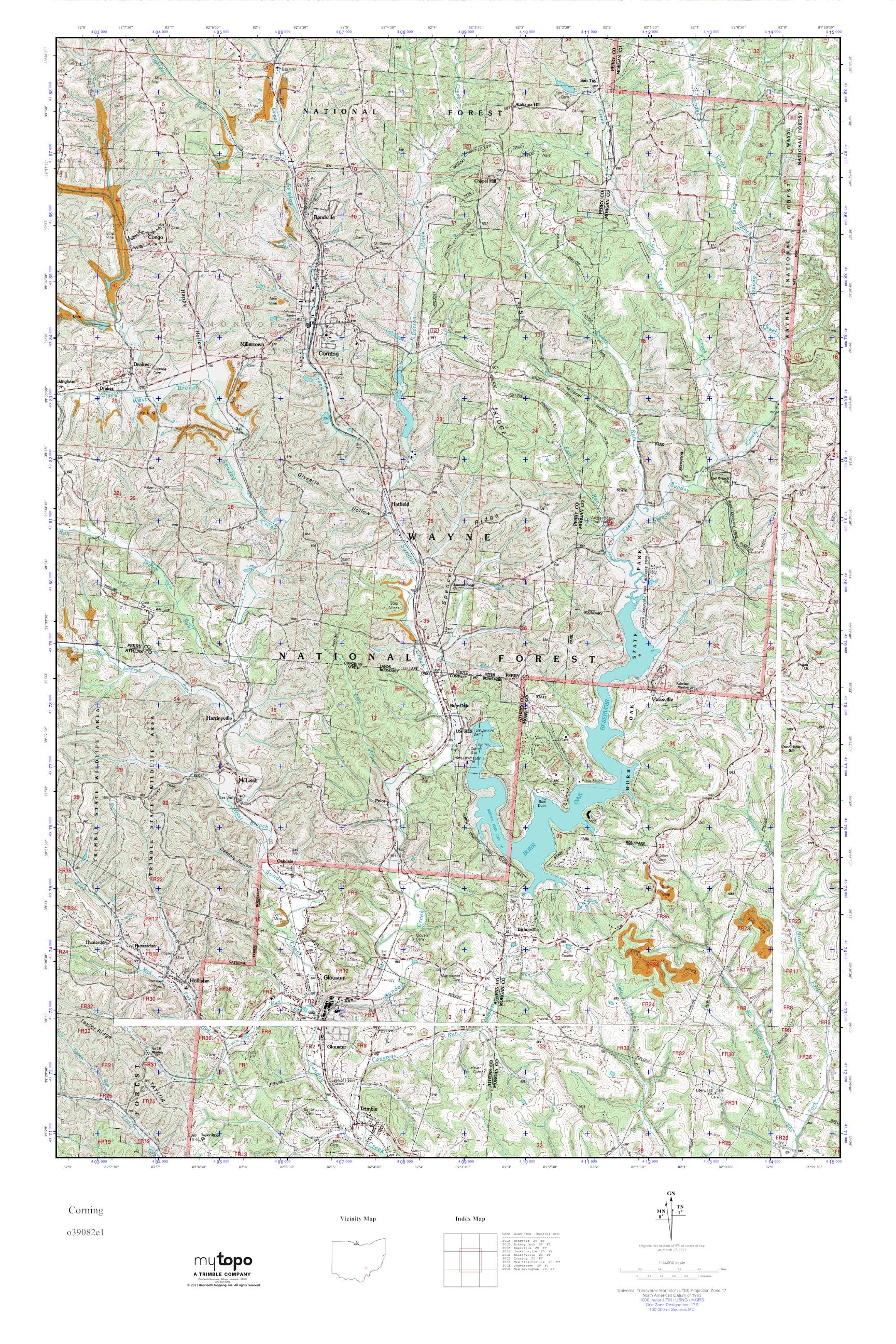 MyTopo Corning, Ohio USGS Quad Topo Map
