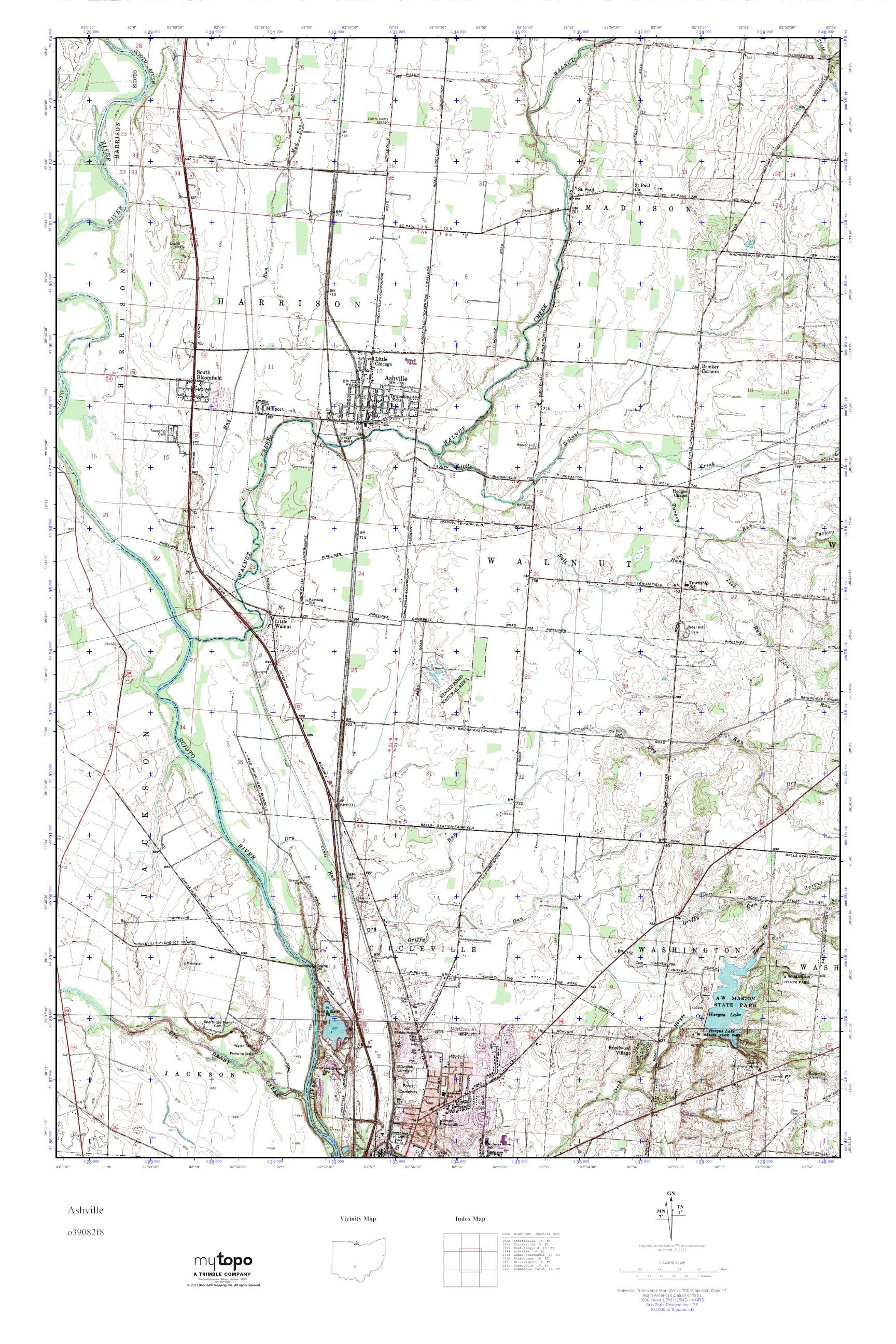 MyTopo Ashville, Ohio USGS Quad Topo Map
