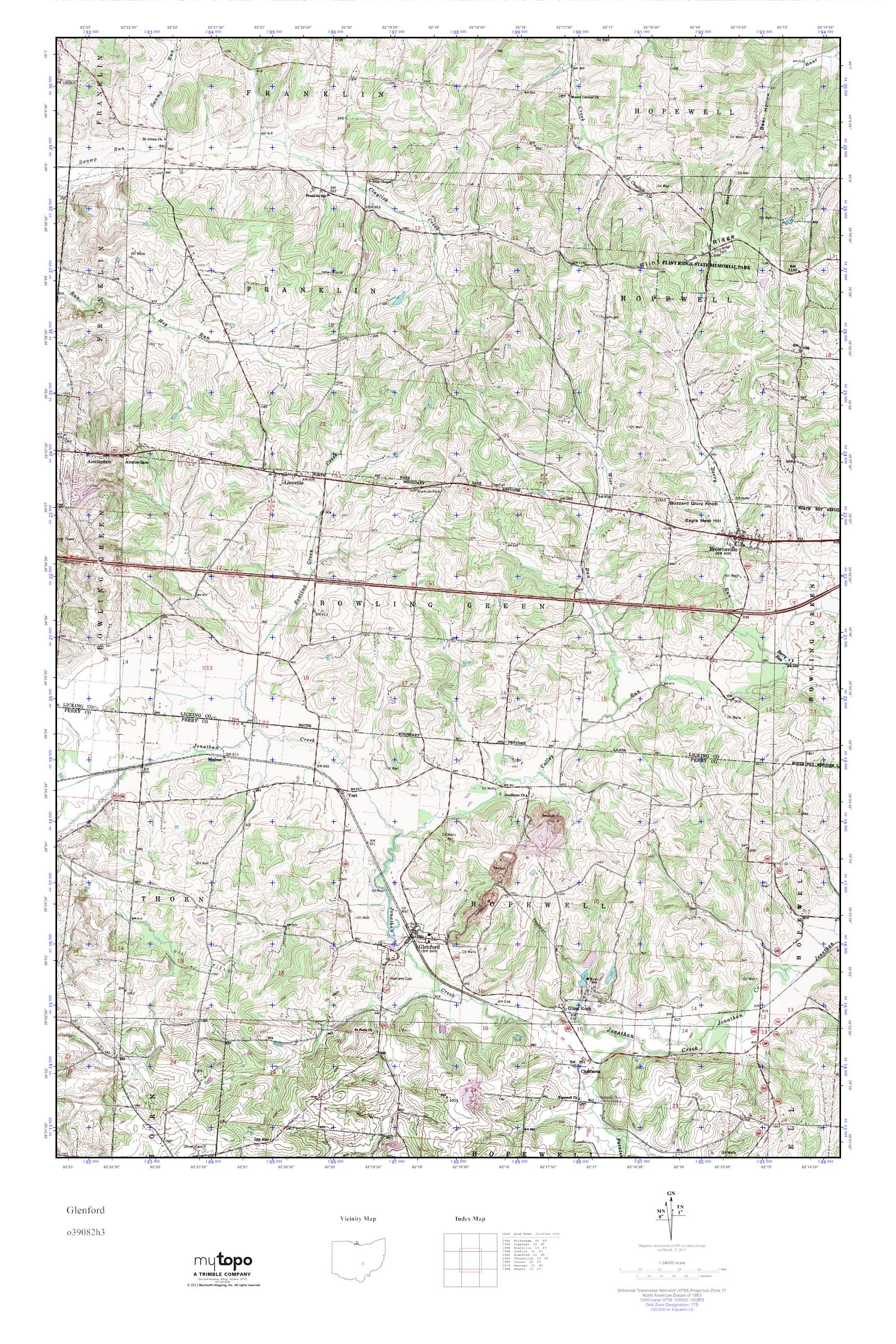 MyTopo Glenford, Ohio USGS Quad Topo Map