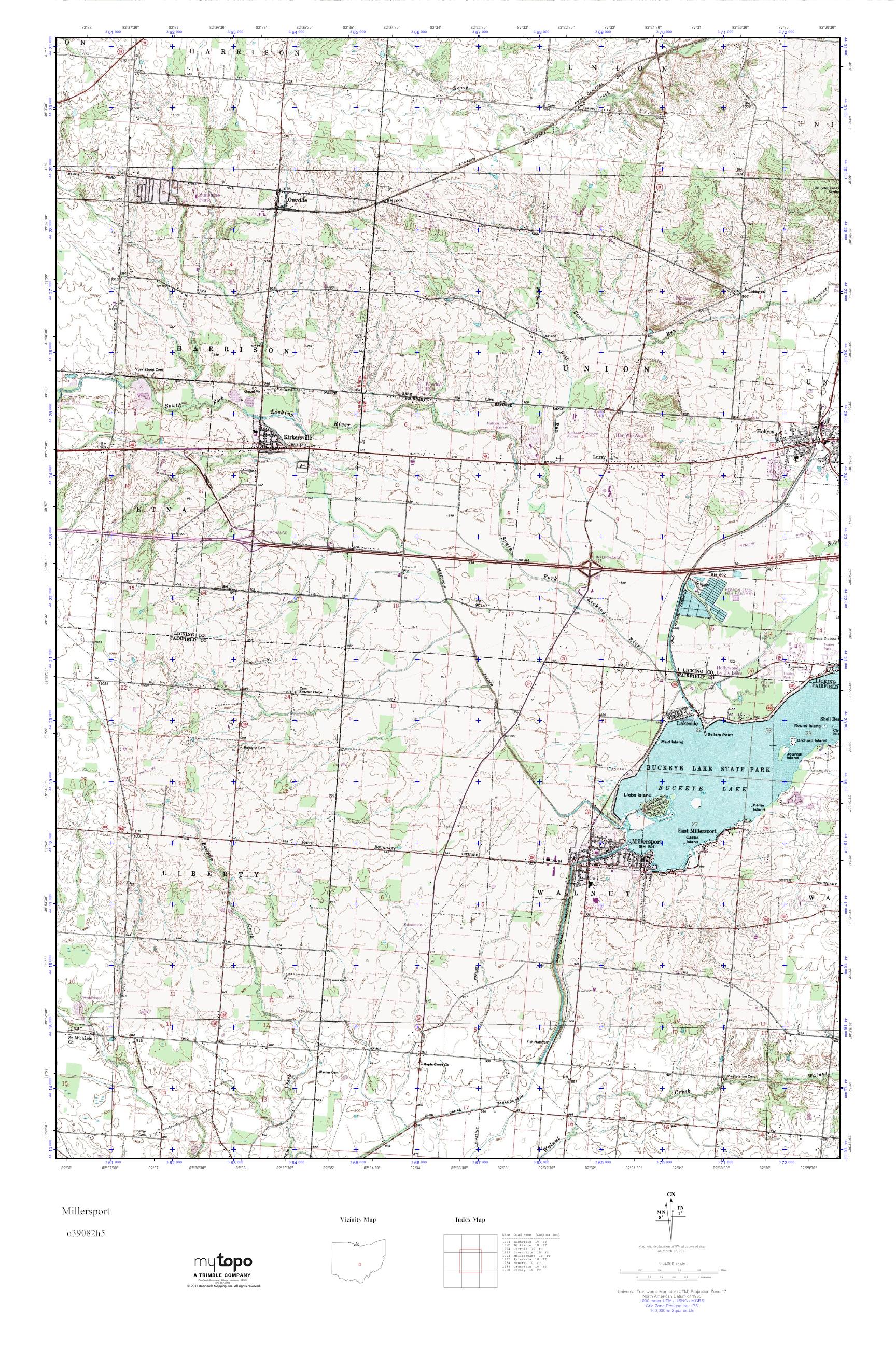 MyTopo Millersport, Ohio USGS Quad Topo Map