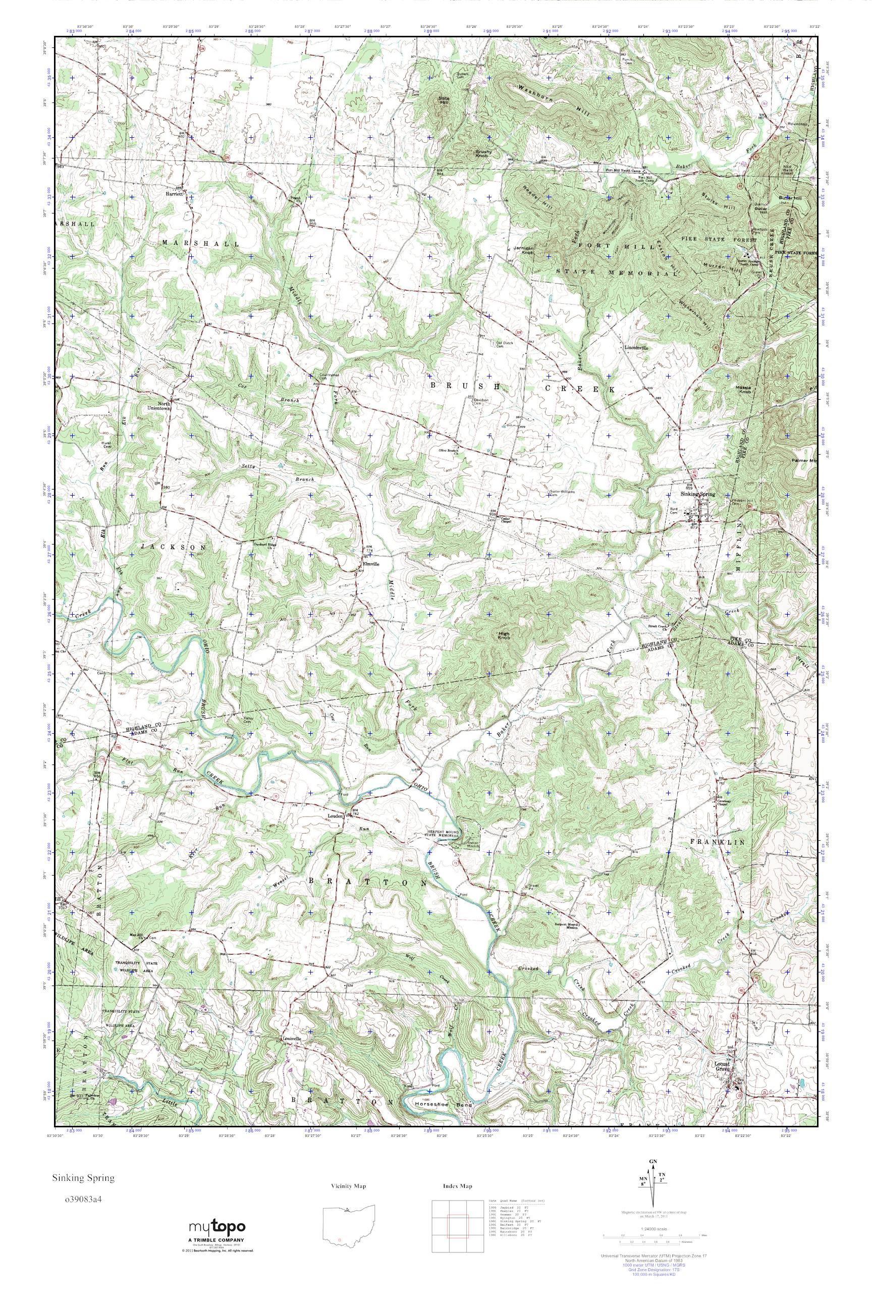 MyTopo Sinking Spring, Ohio USGS Quad Topo Map