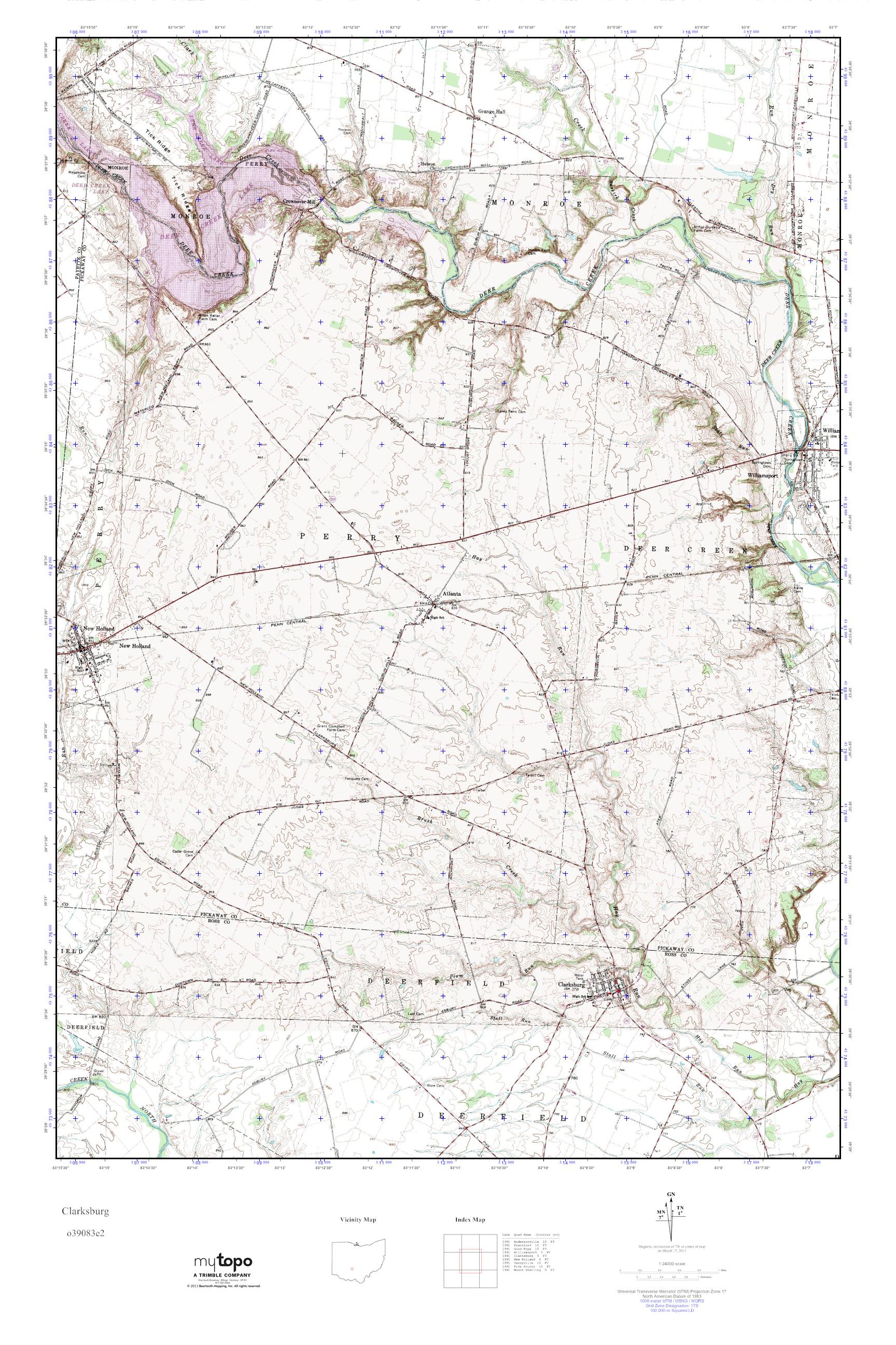 MyTopo Clarksburg, Ohio USGS Quad Topo Map