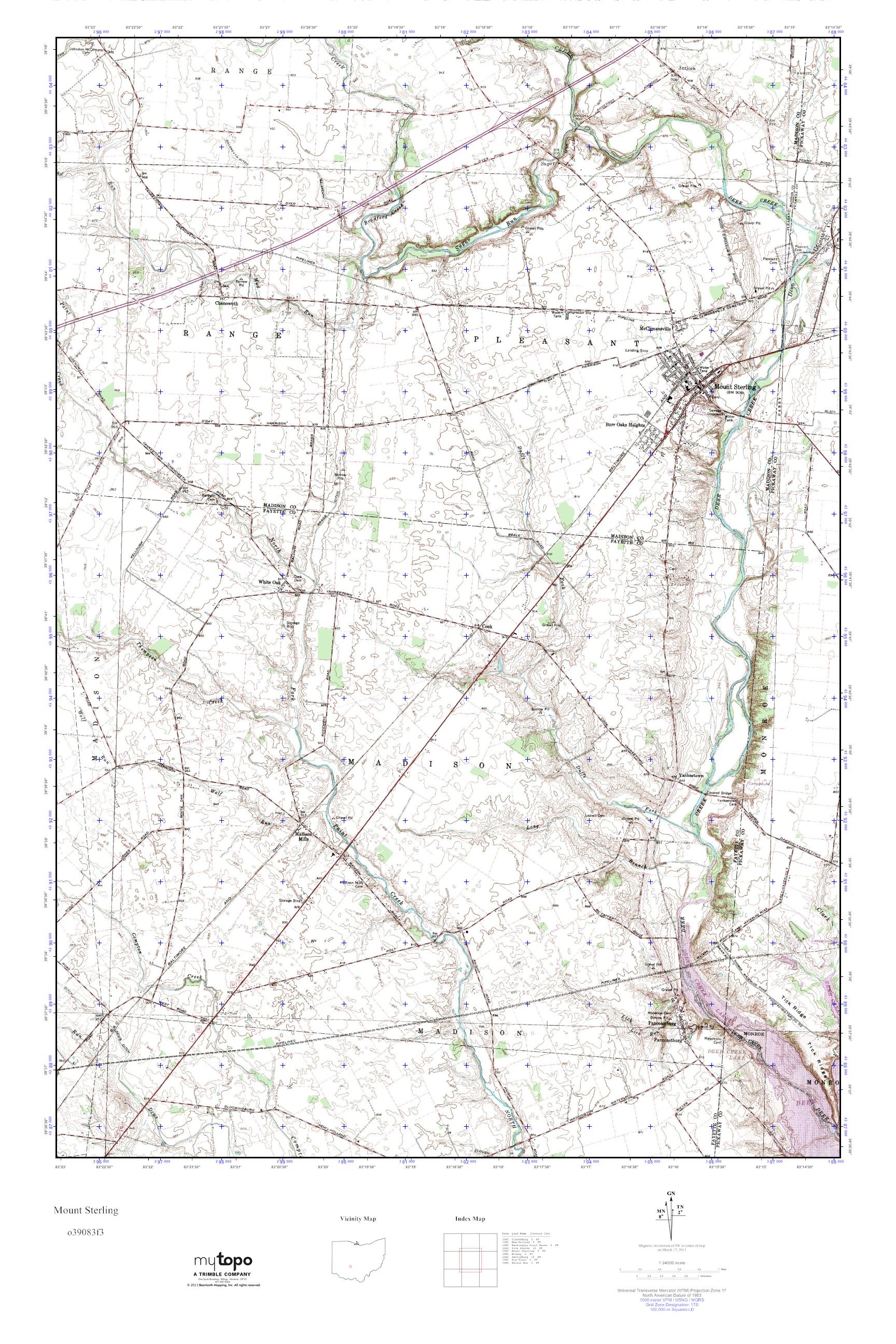 MyTopo Mount Sterling, Ohio USGS Quad Topo Map
