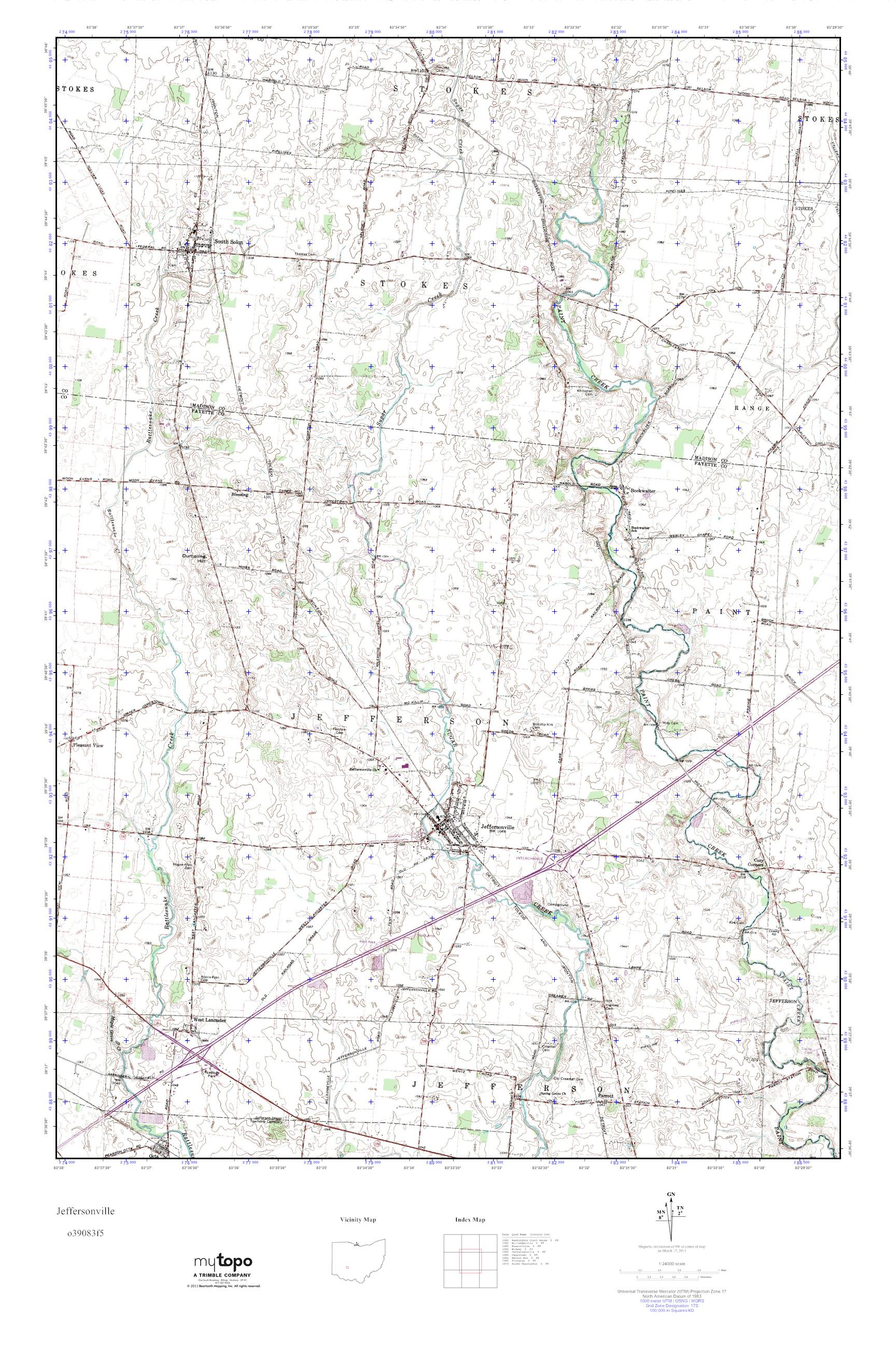 MyTopo Jeffersonville, Ohio USGS Quad Topo Map