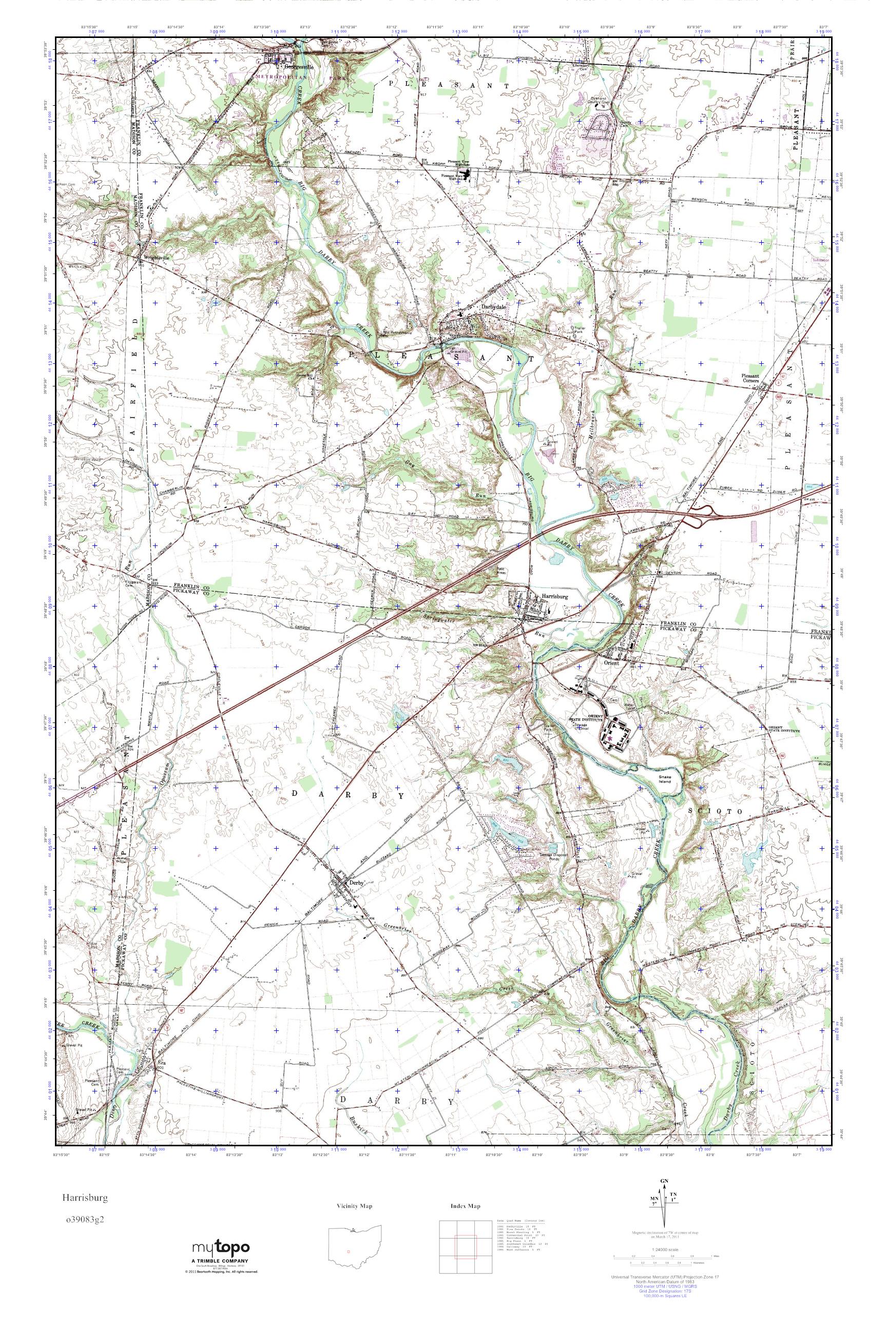 MyTopo Harrisburg, Ohio USGS Quad Topo Map