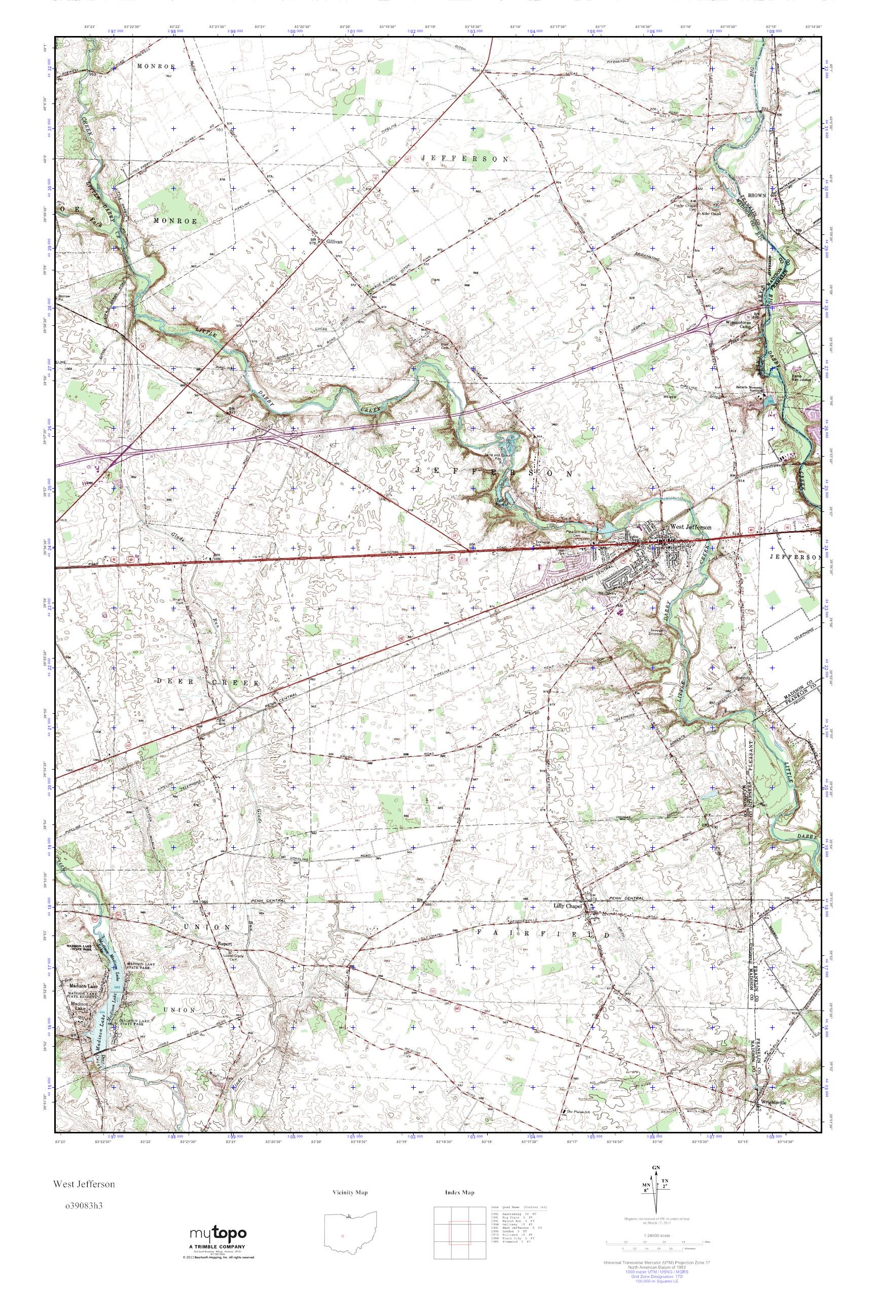 MyTopo West Jefferson, Ohio USGS Quad Topo Map