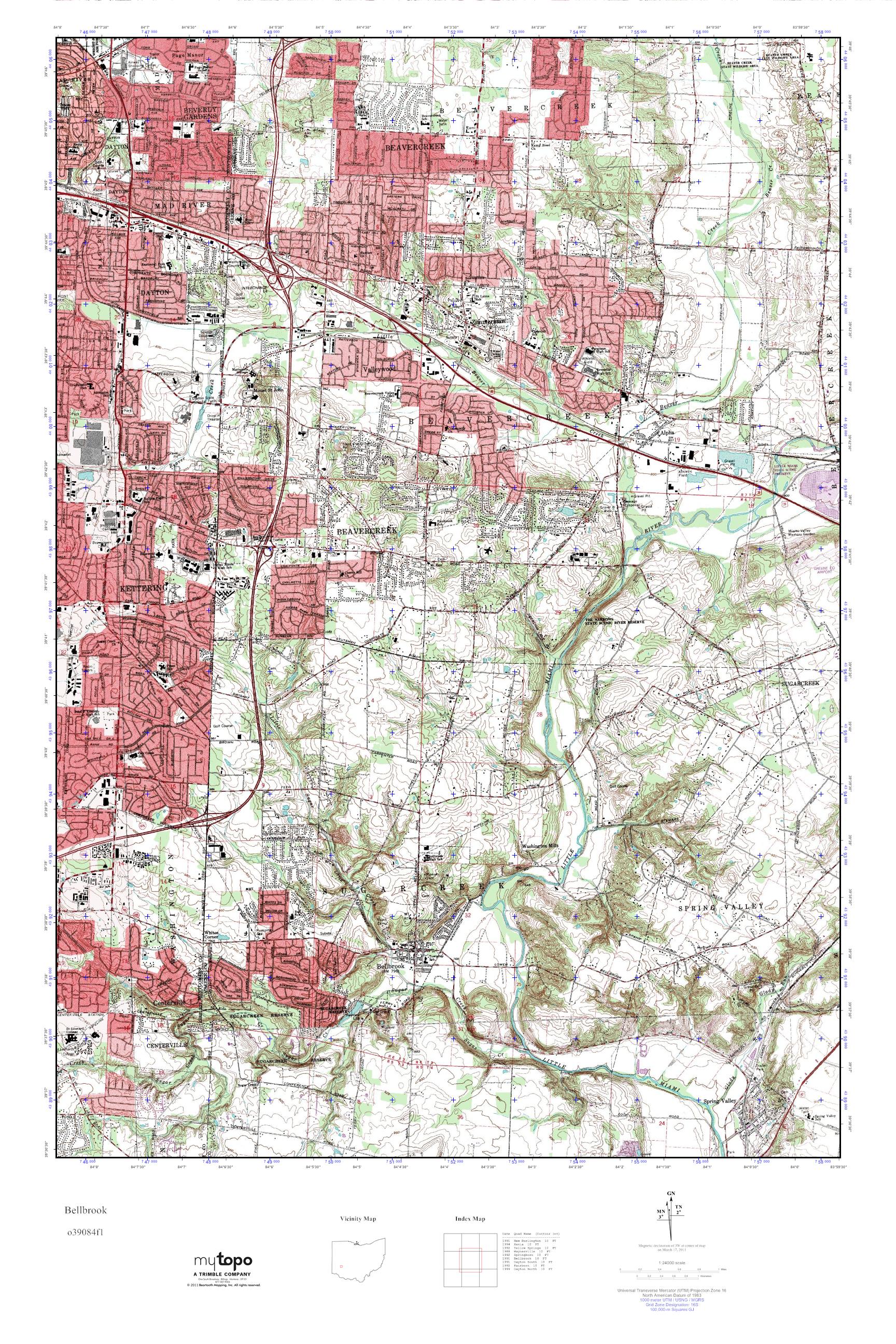 MyTopo Bellbrook, Ohio USGS Quad Topo Map