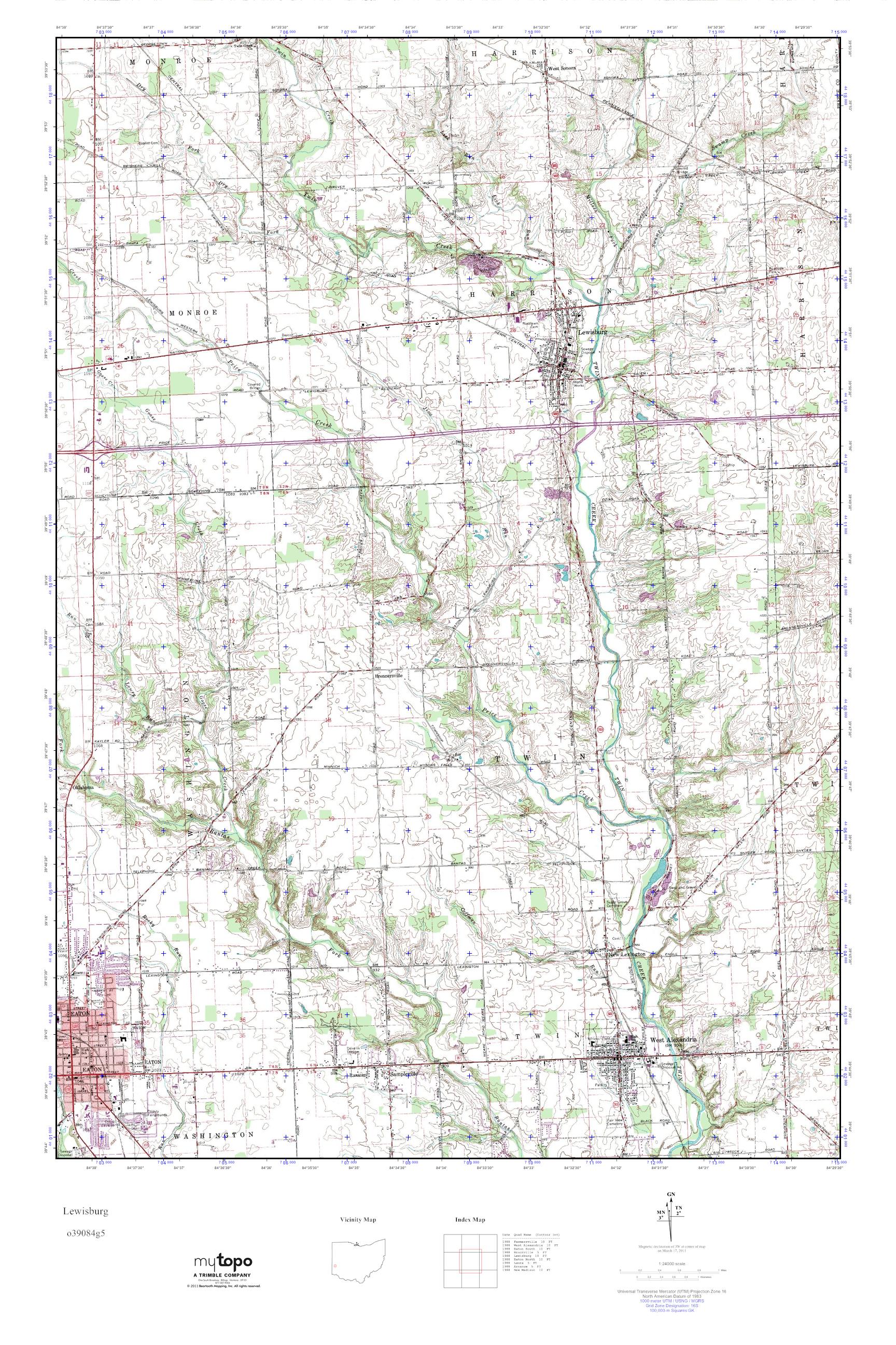 MyTopo Lewisburg, Ohio USGS Quad Topo Map