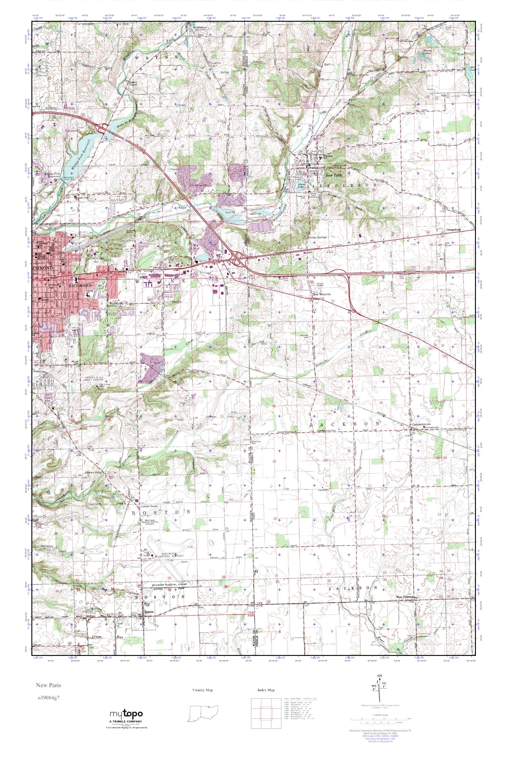 MyTopo New Paris, Ohio USGS Quad Topo Map