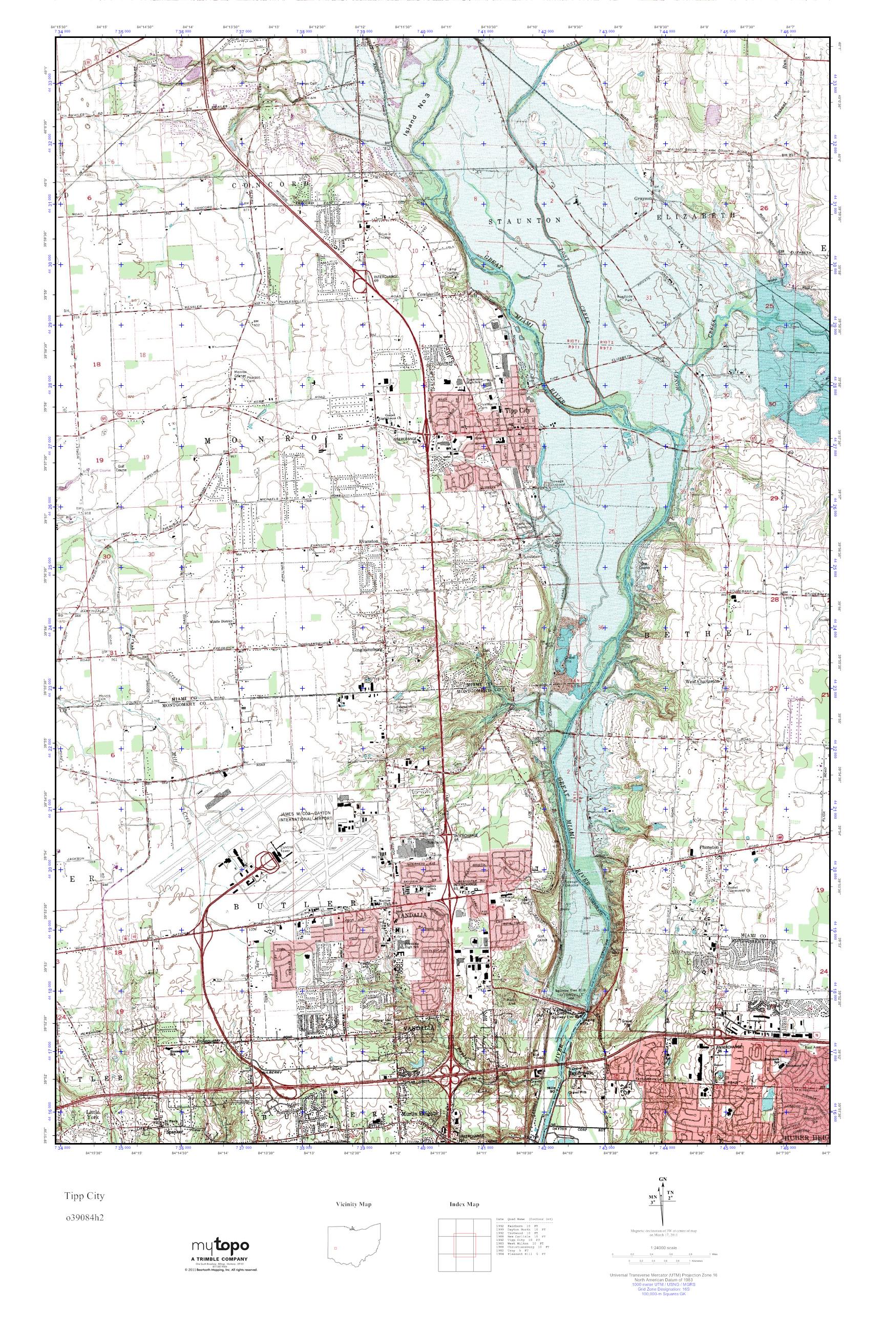MyTopo Tipp City, Ohio USGS Quad Topo Map