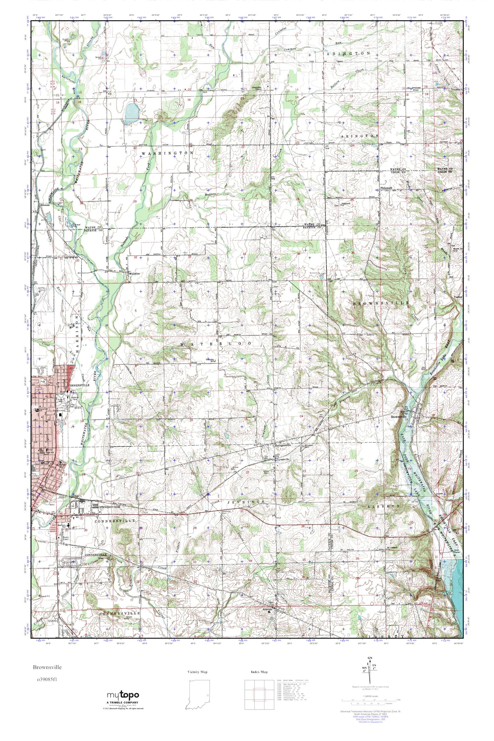 MyTopo Brownsville, Indiana USGS Quad Topo Map
