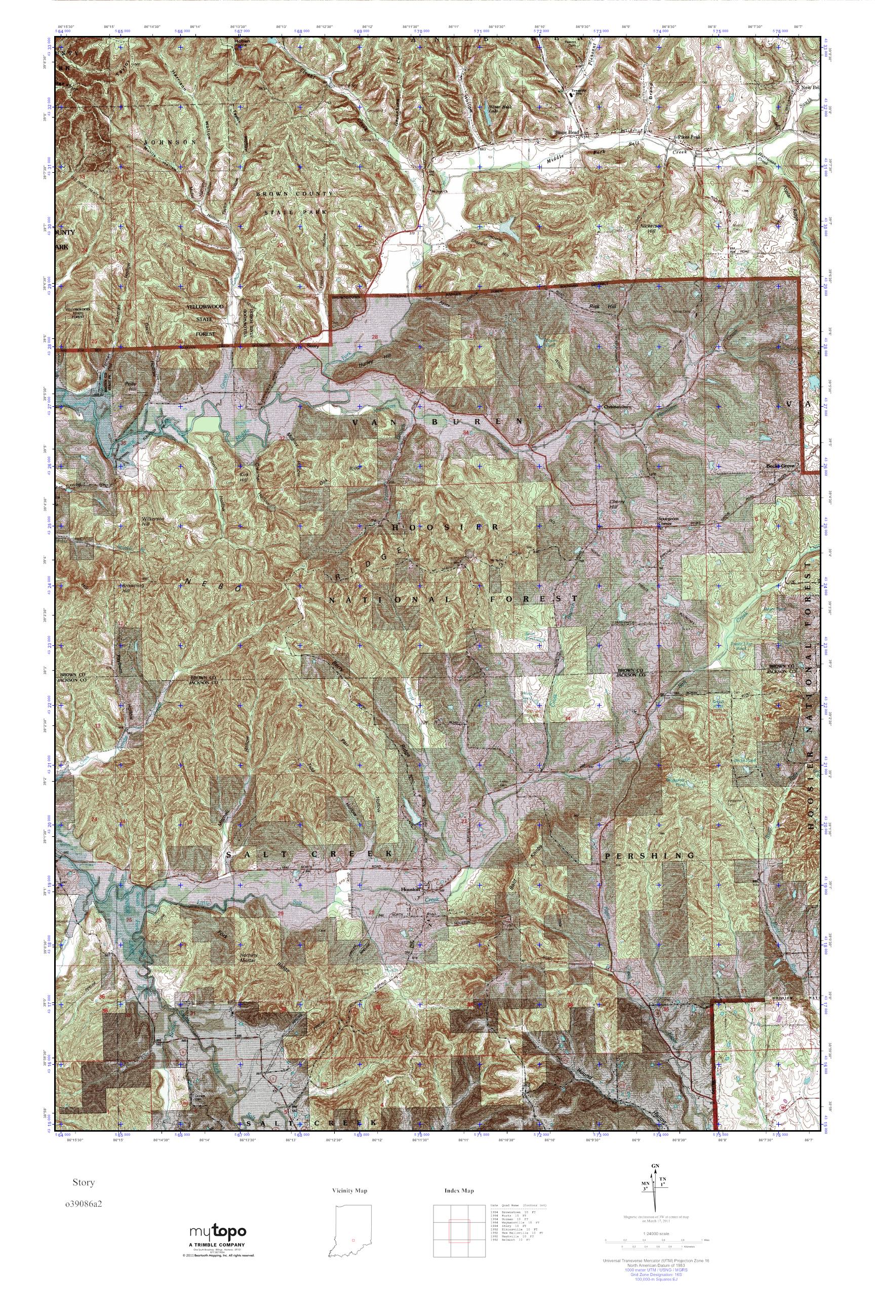 MyTopo Story, Indiana USGS Quad Topo Map