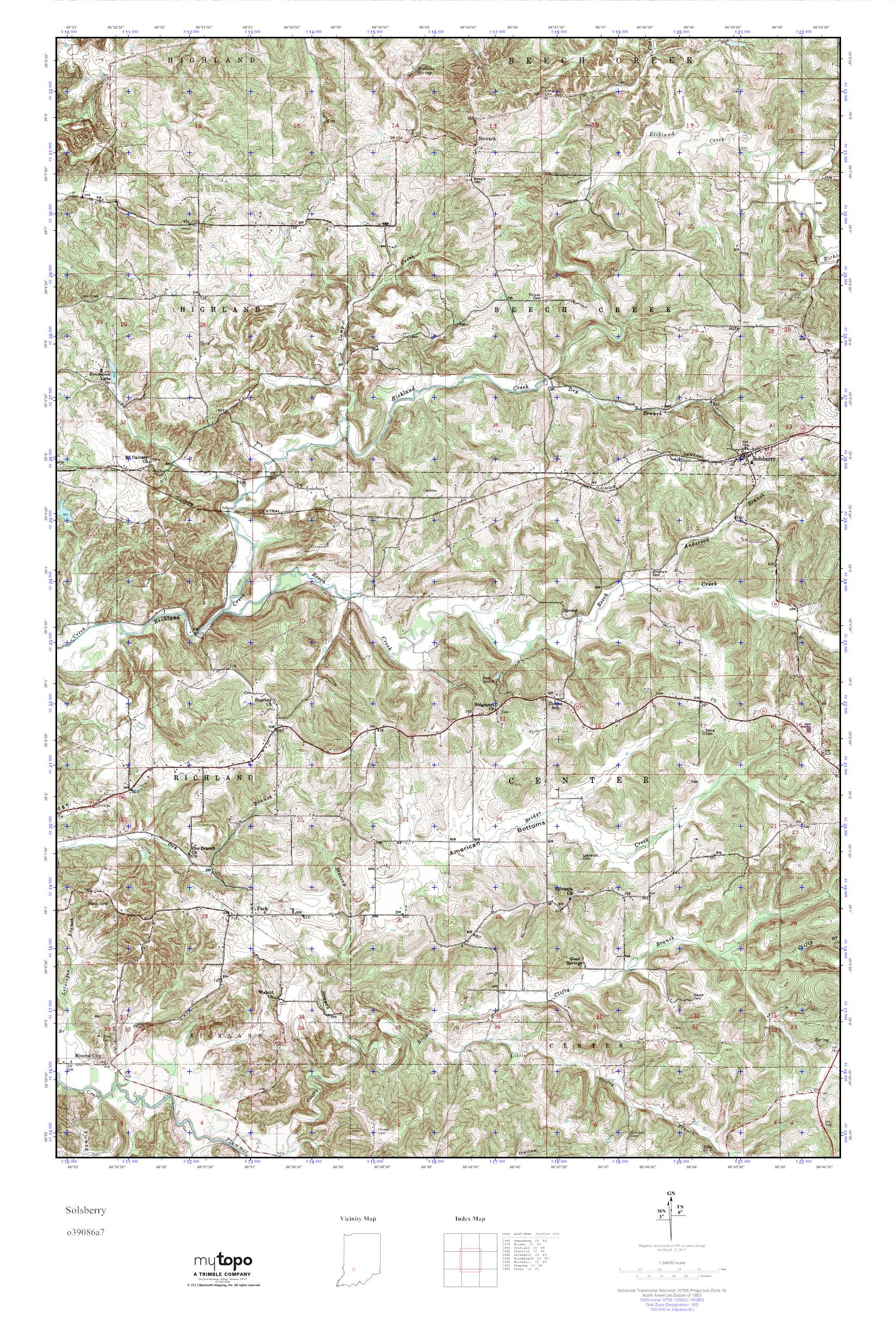 MyTopo Solsberry, Indiana USGS Quad Topo Map