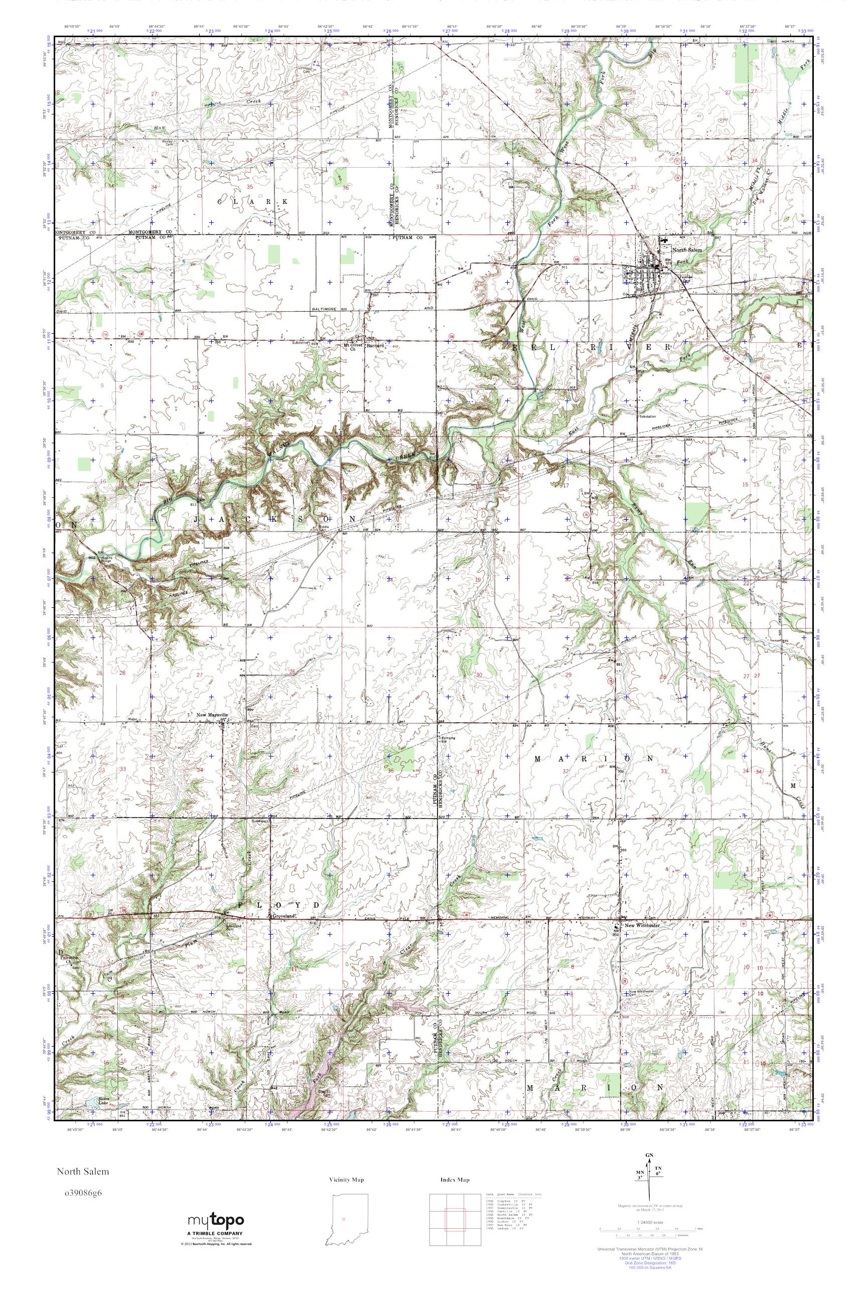 MyTopo North Salem, Indiana USGS Quad Topo Map