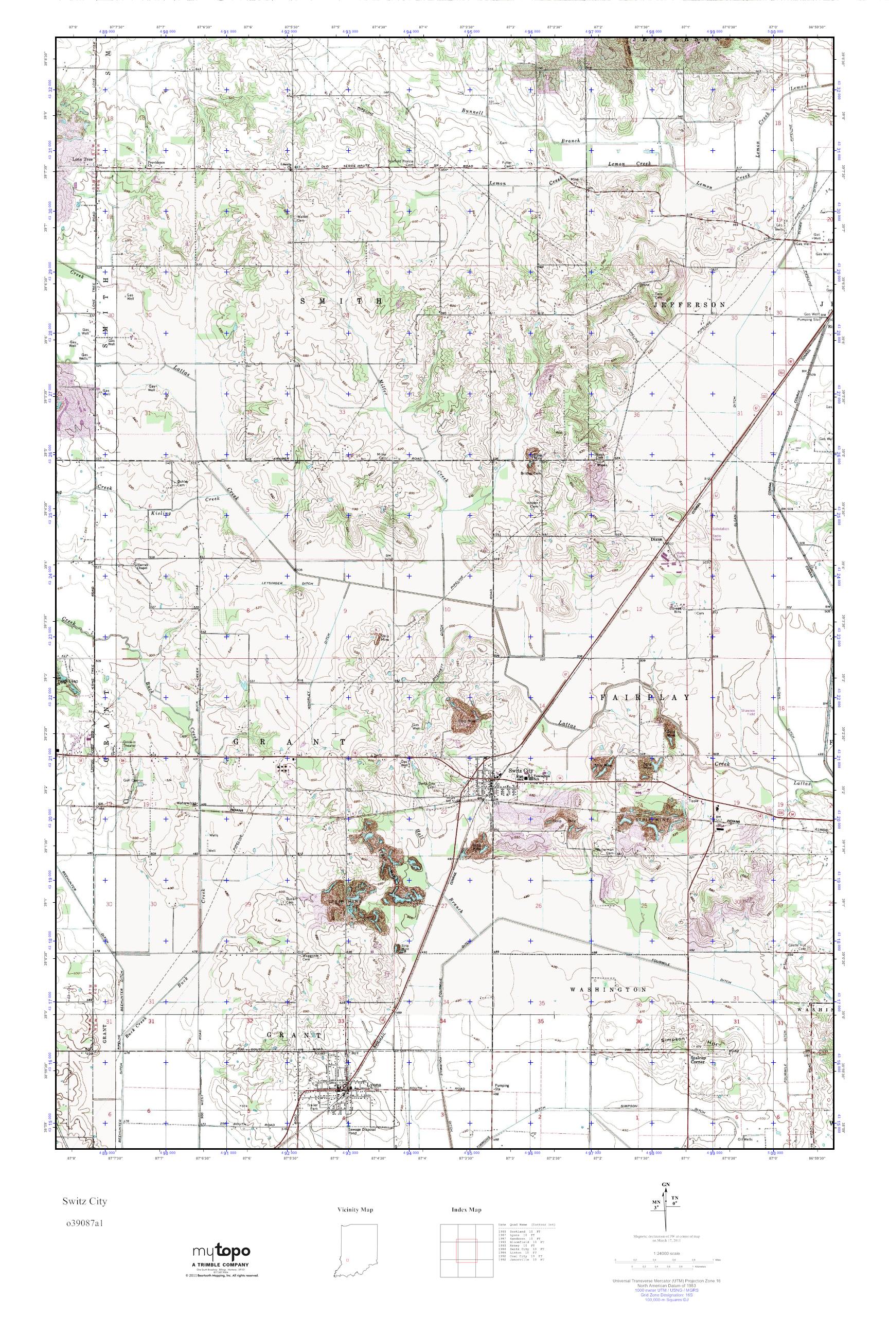 MyTopo Switz City, Indiana USGS Quad Topo Map