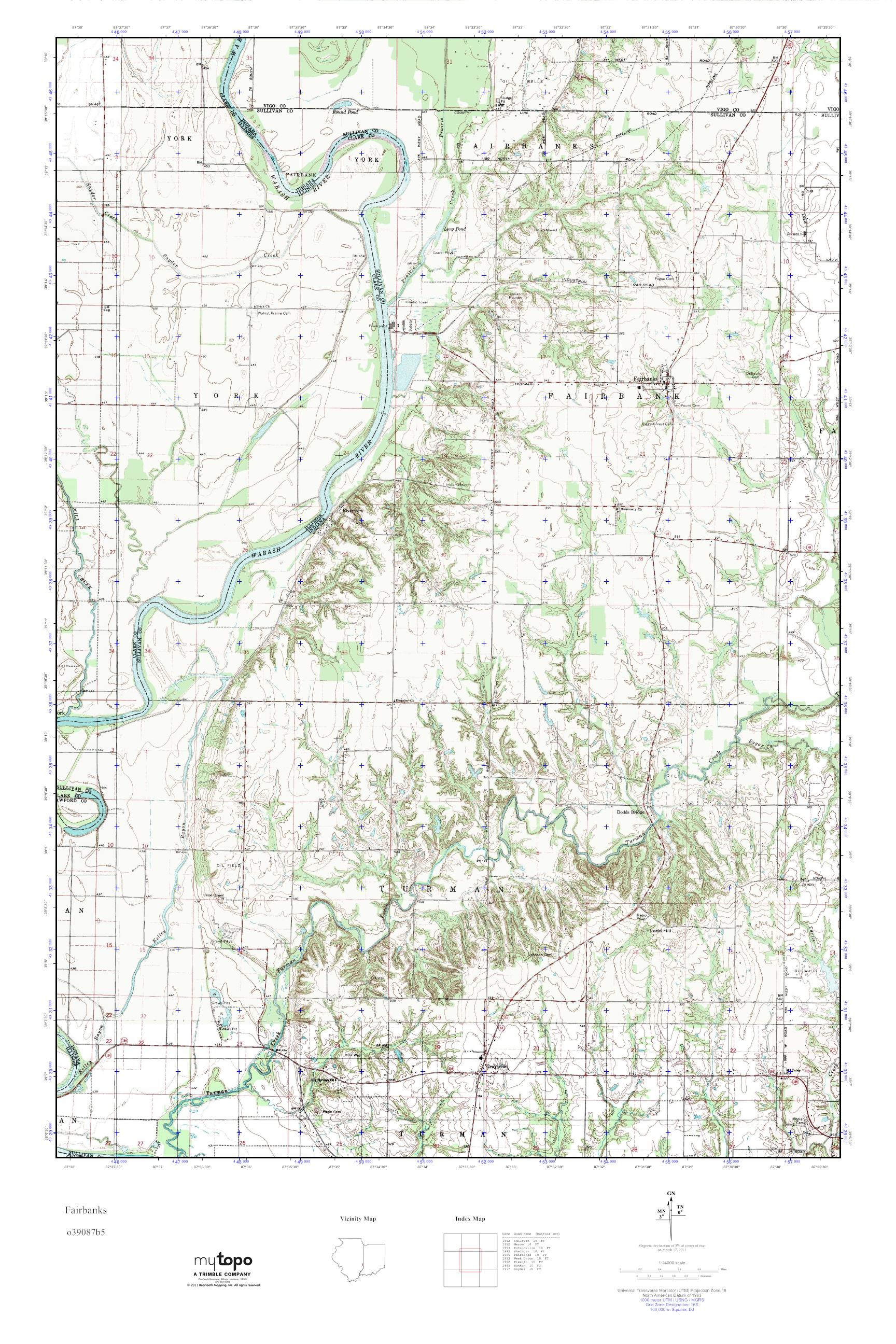 MyTopo Fairbanks, Indiana USGS Quad Topo Map