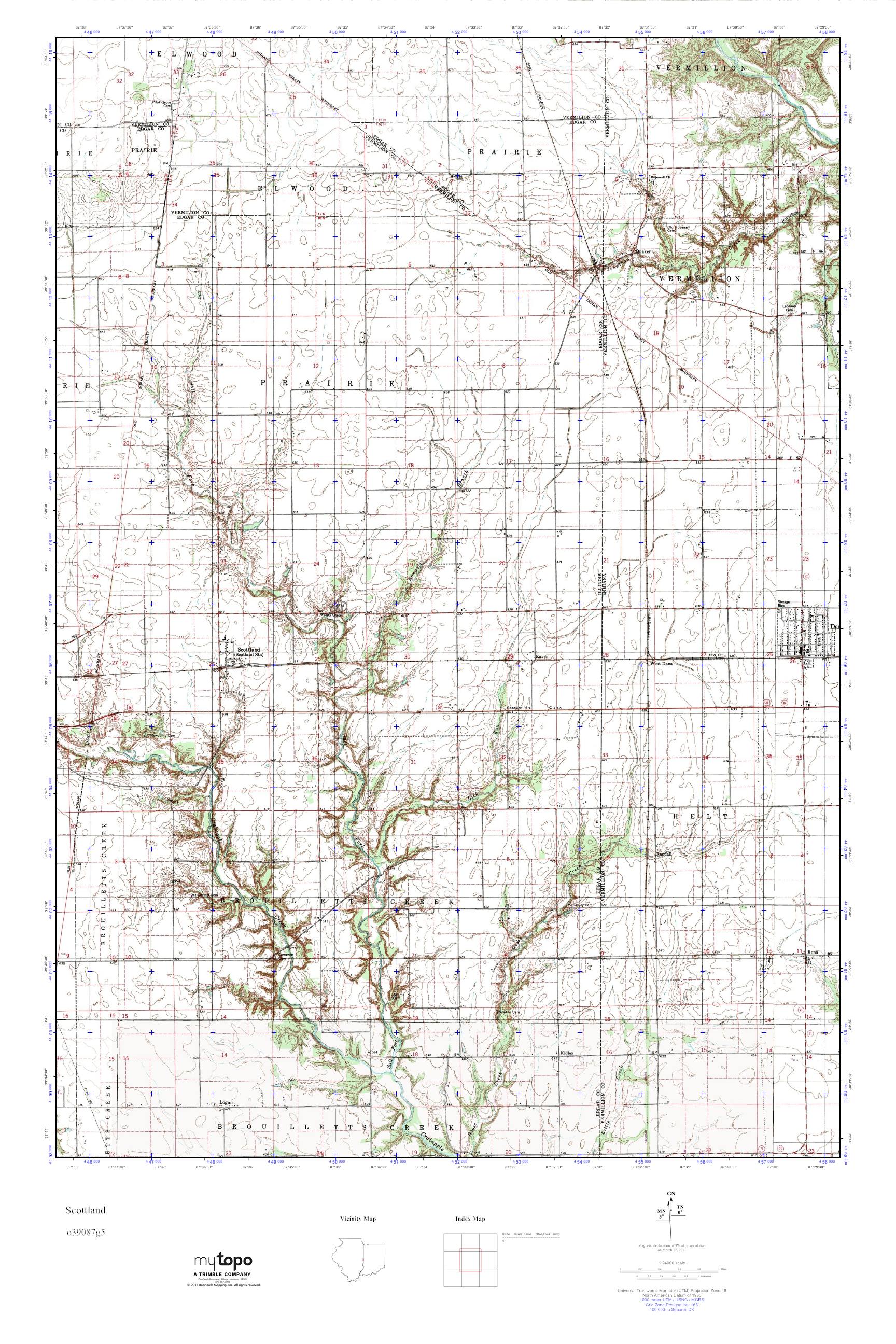 MyTopo Scottland, Indiana USGS Quad Topo Map