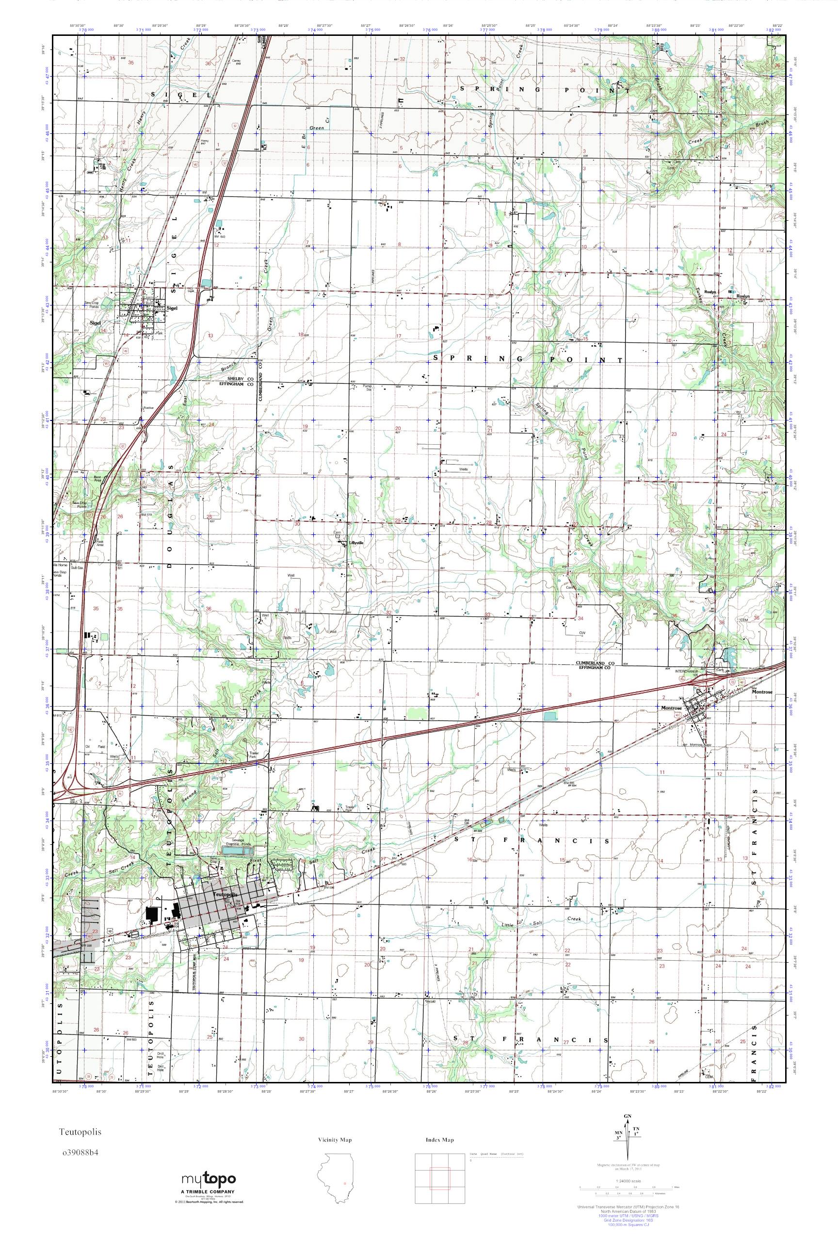 MyTopo Teutopolis, Illinois USGS Quad Topo Map