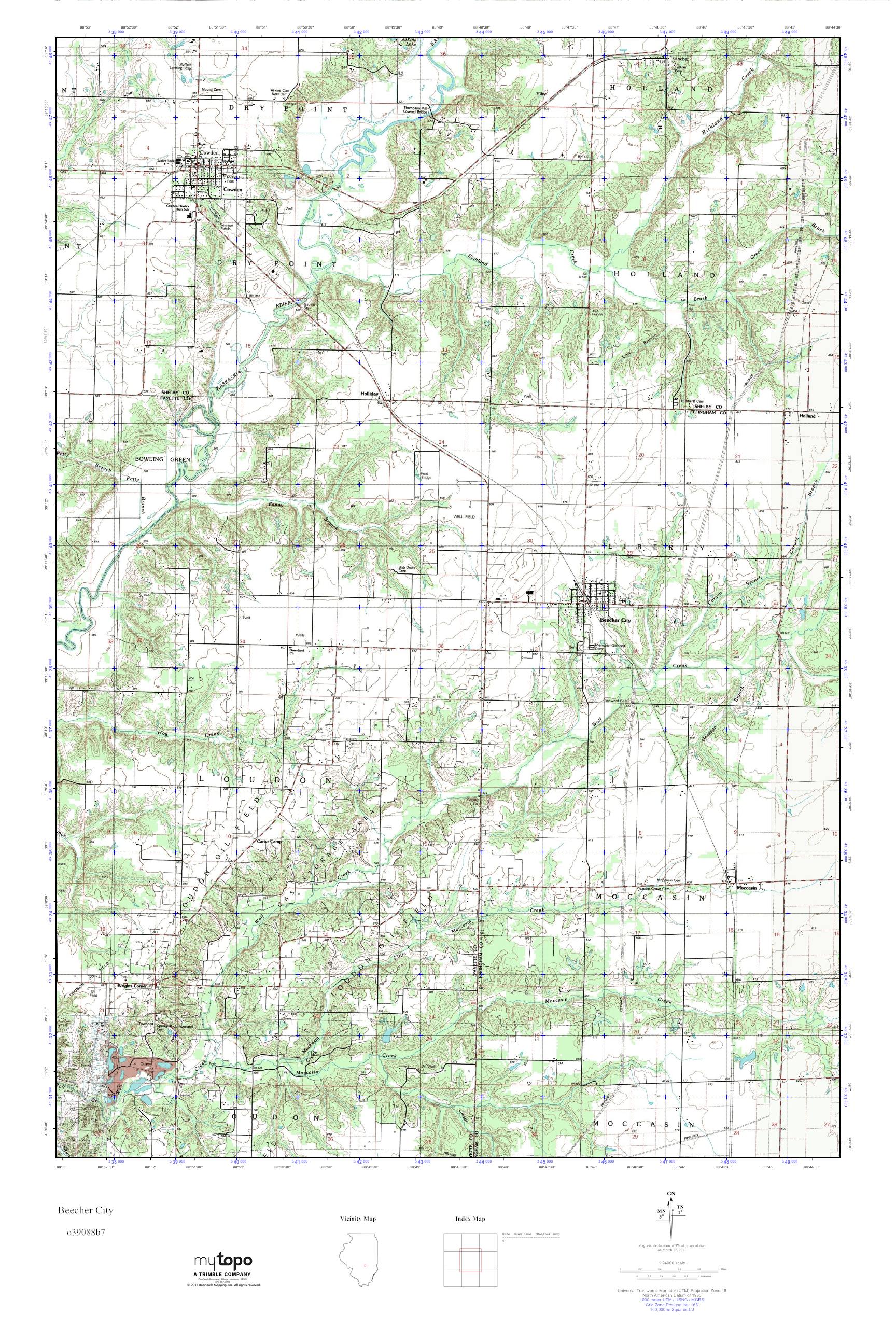 MyTopo Beecher City, Illinois USGS Quad Topo Map