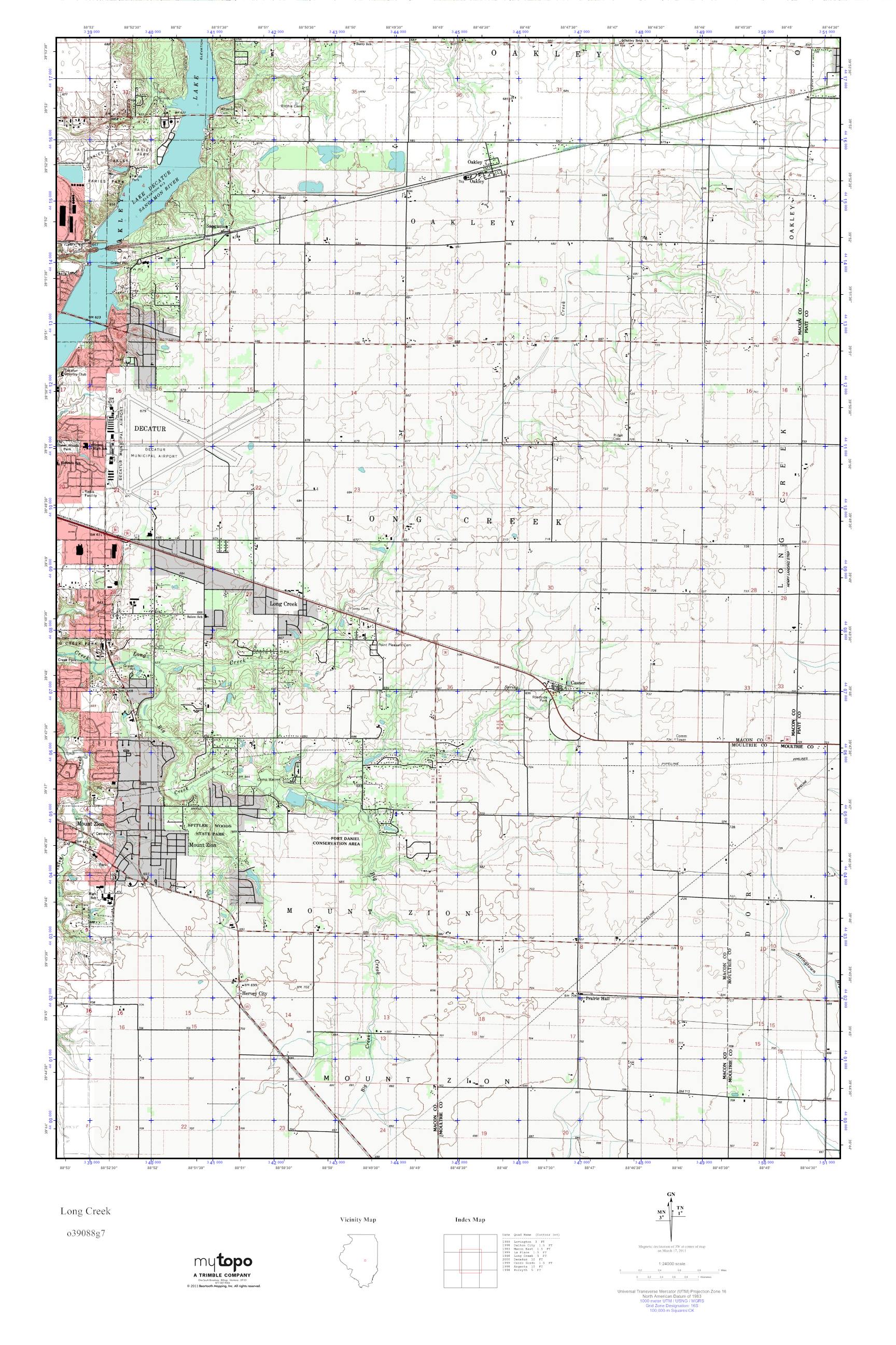 MyTopo Long Creek, Illinois USGS Quad Topo Map