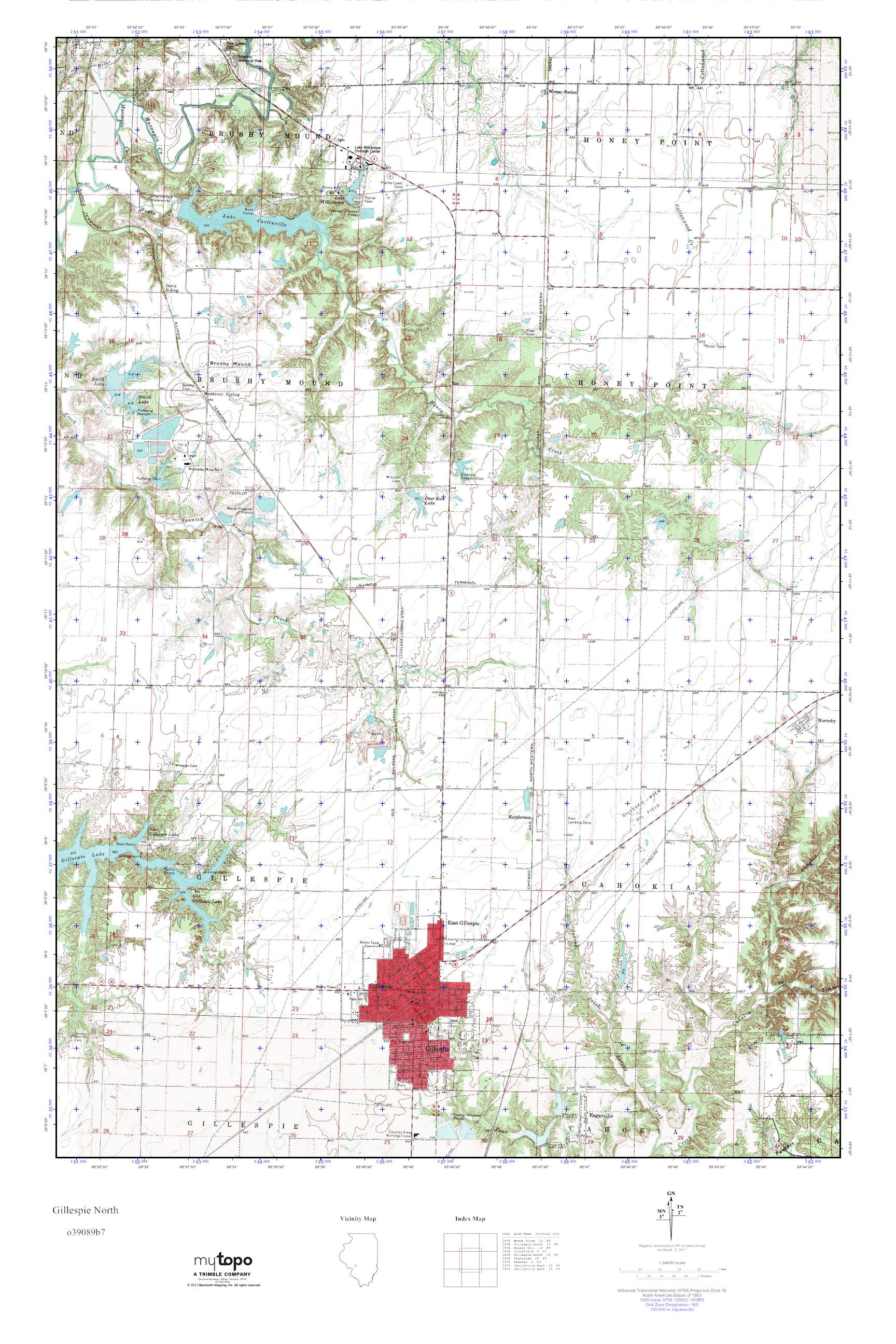 MyTopo Gillespie North, Illinois USGS Quad Topo Map