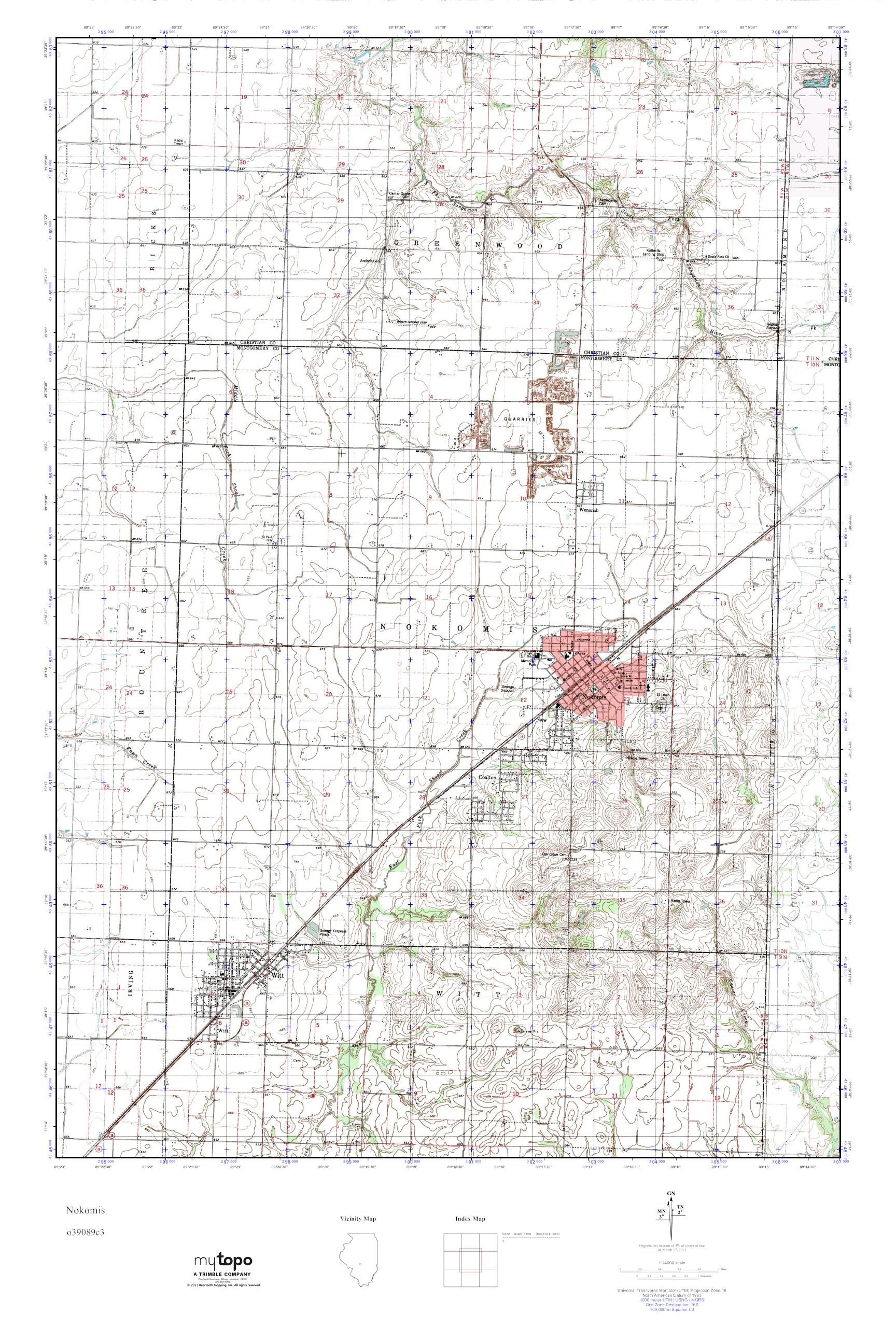 MyTopo Nokomis, Illinois USGS Quad Topo Map