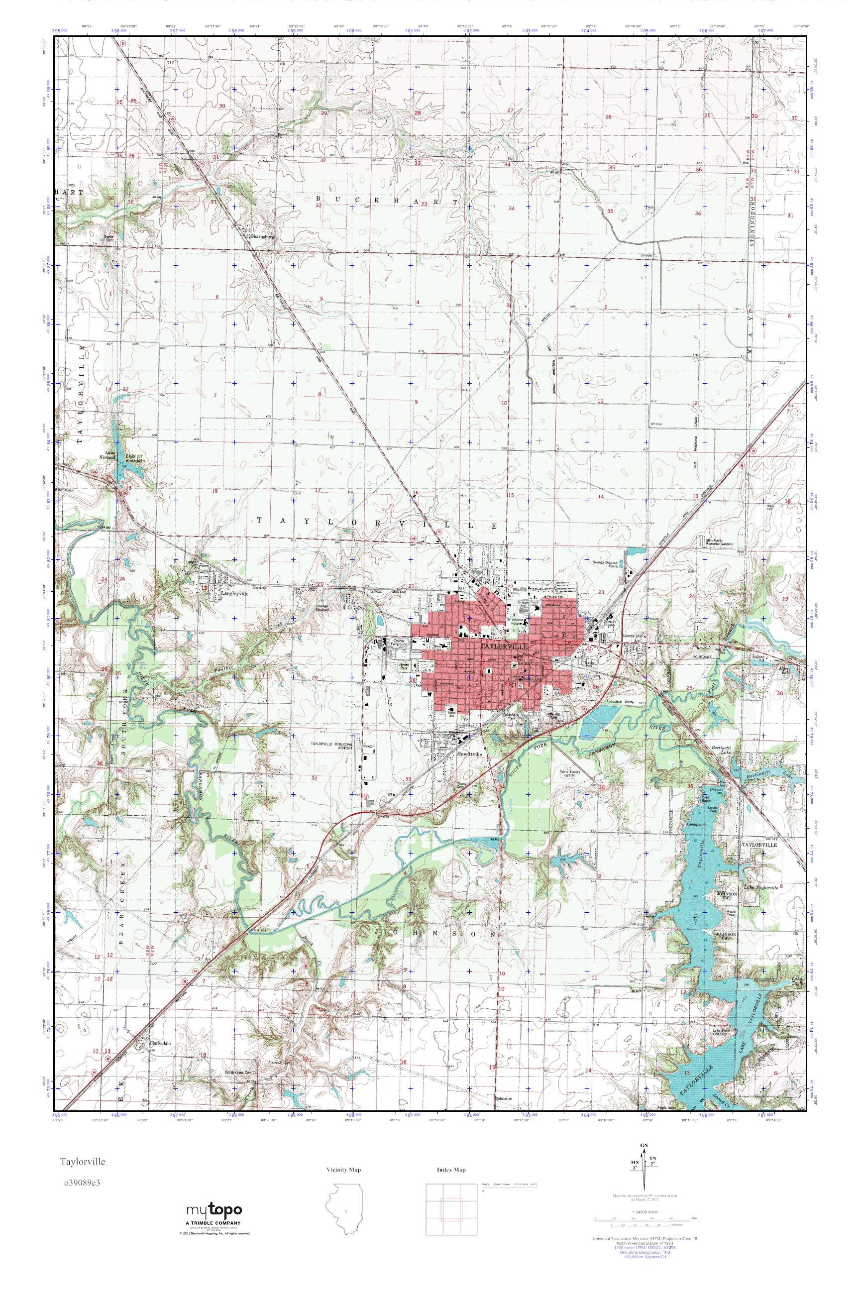 MyTopo Taylorville, Illinois USGS Quad Topo Map