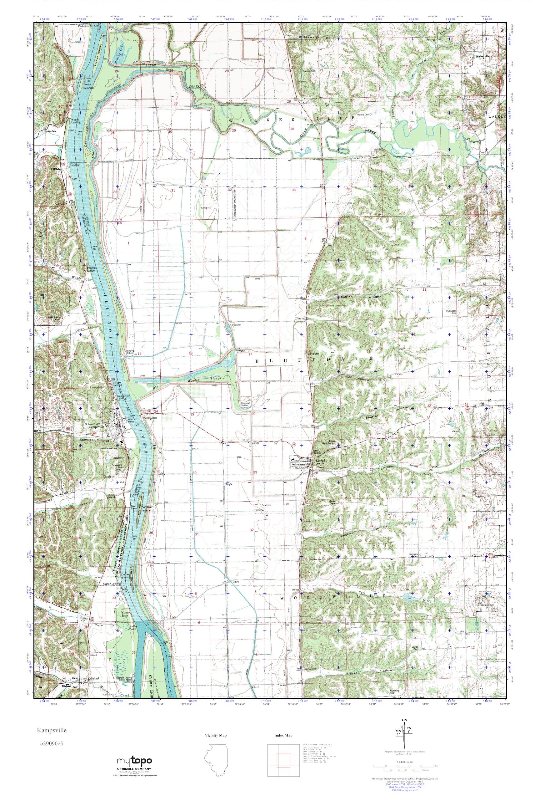 MyTopo Kampsville, Illinois USGS Quad Topo Map