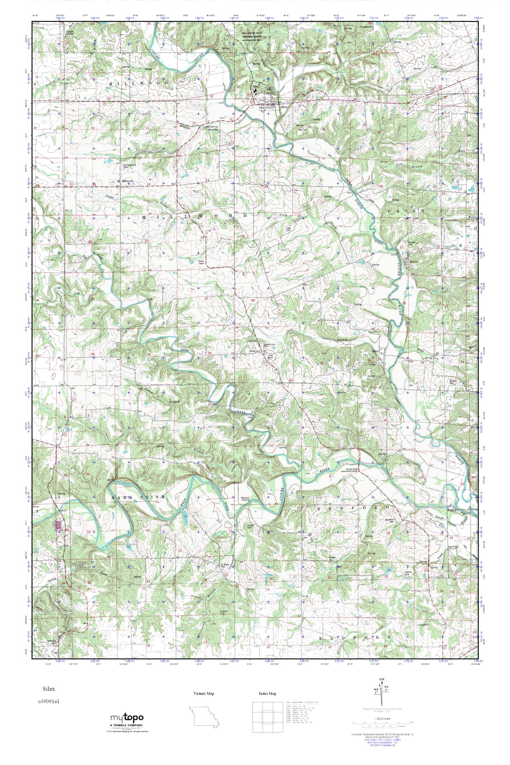 MyTopo Silex, Missouri USGS Quad Topo Map