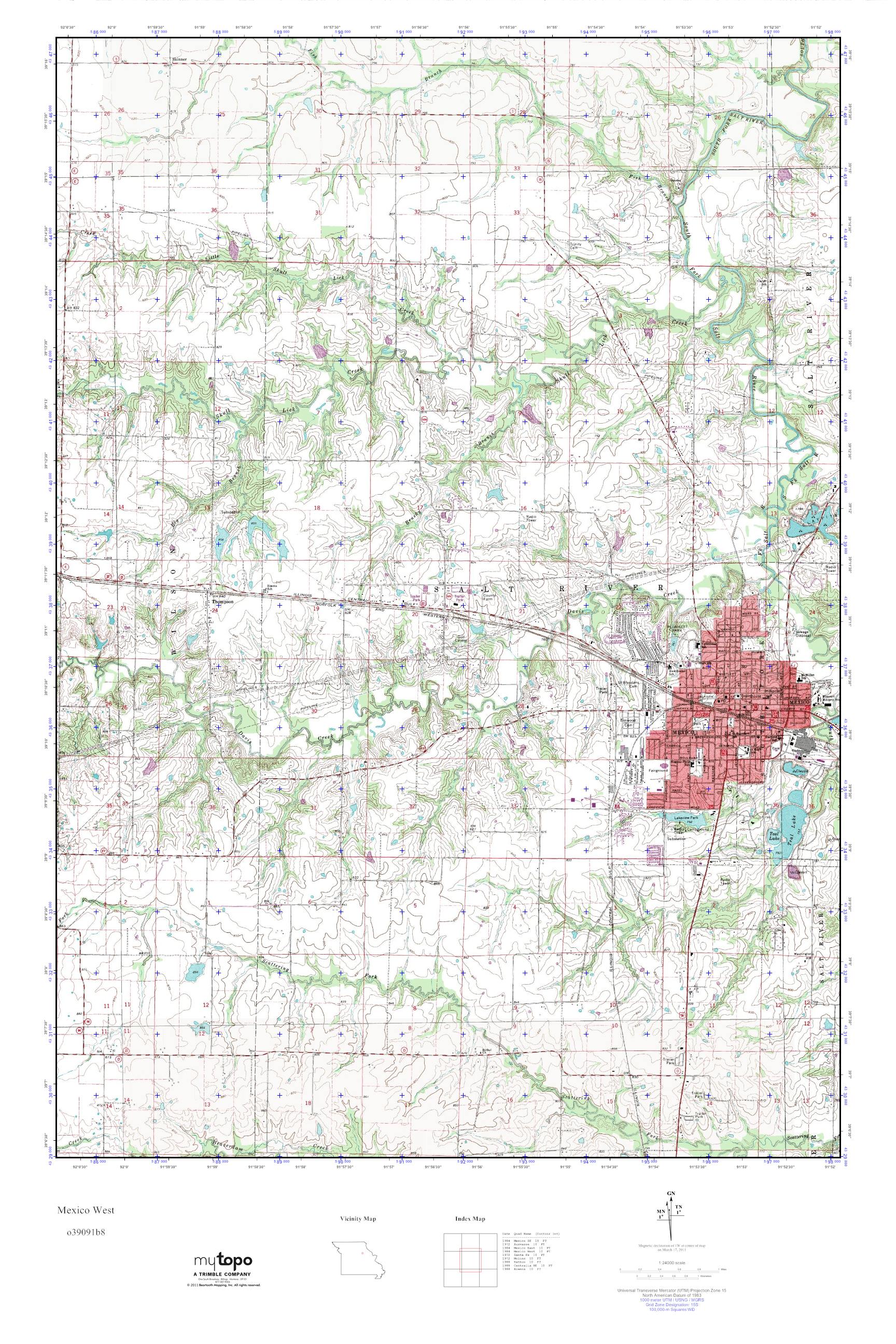MyTopo Mexico West, Missouri USGS Quad Topo Map