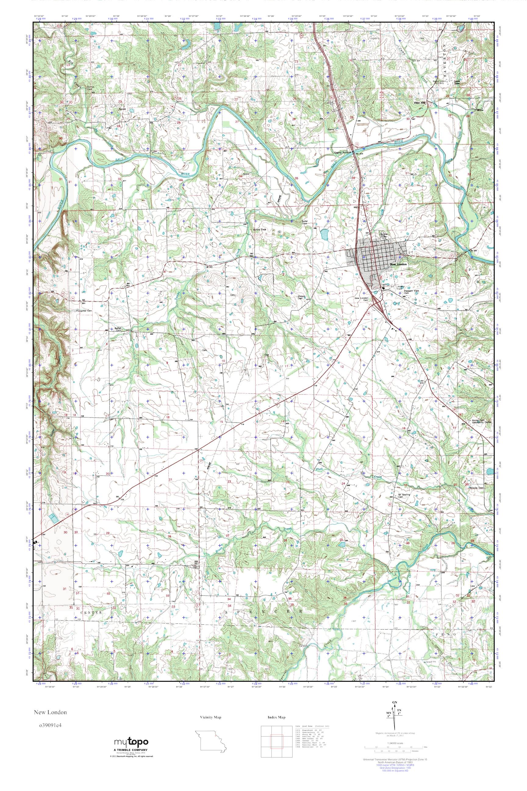 MyTopo New London, Missouri USGS Quad Topo Map