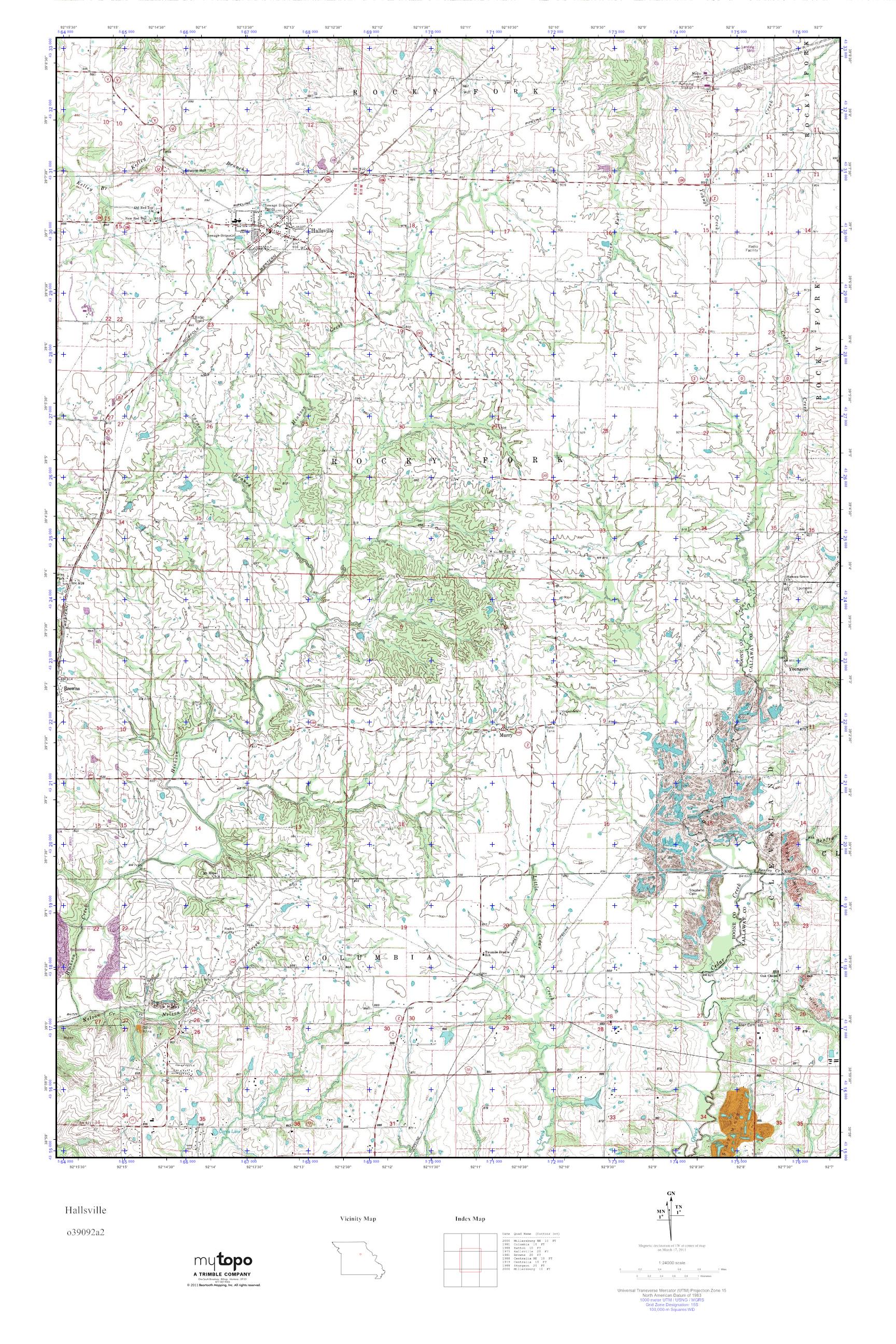 MyTopo Hallsville, Missouri USGS Quad Topo Map