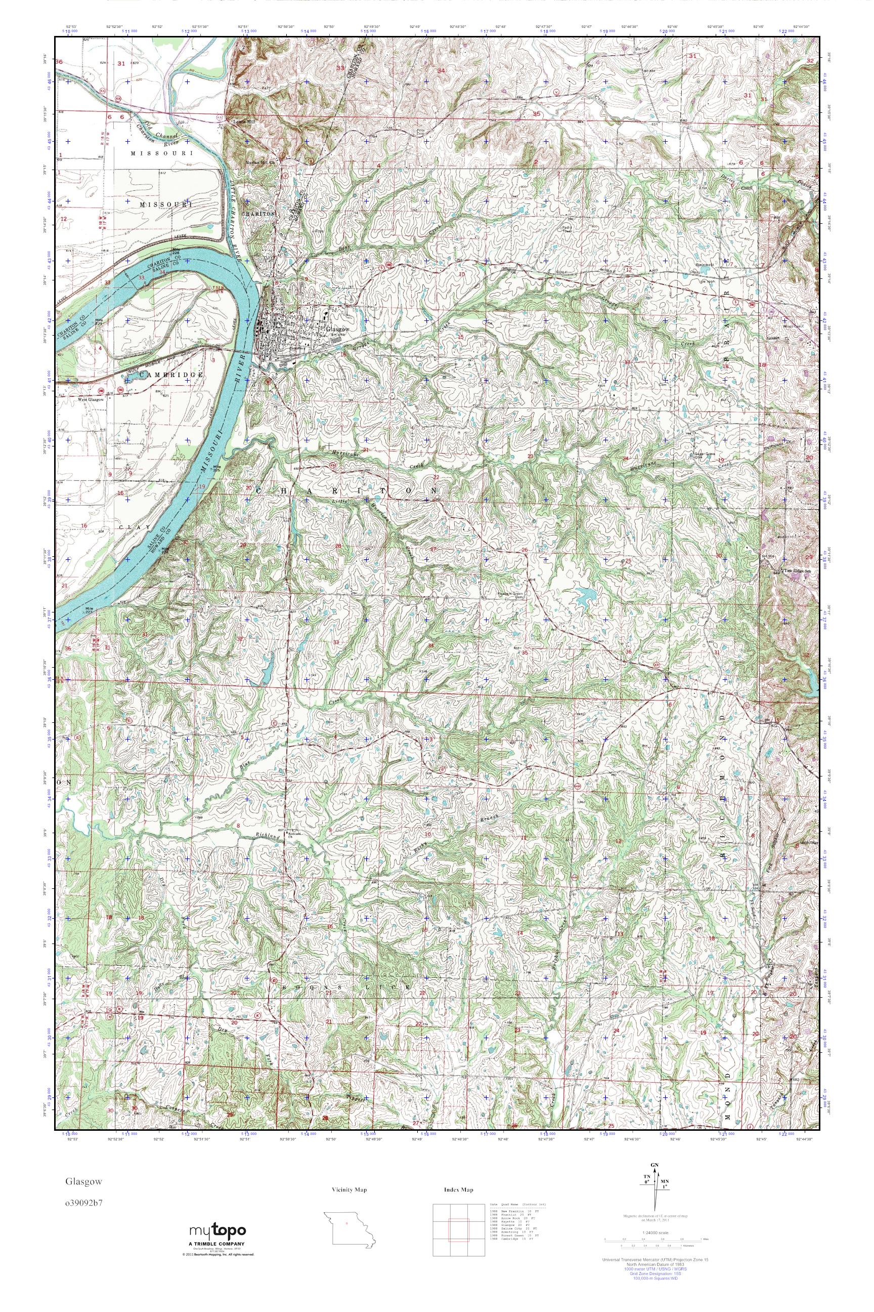 MyTopo Glasgow, Missouri USGS Quad Topo Map